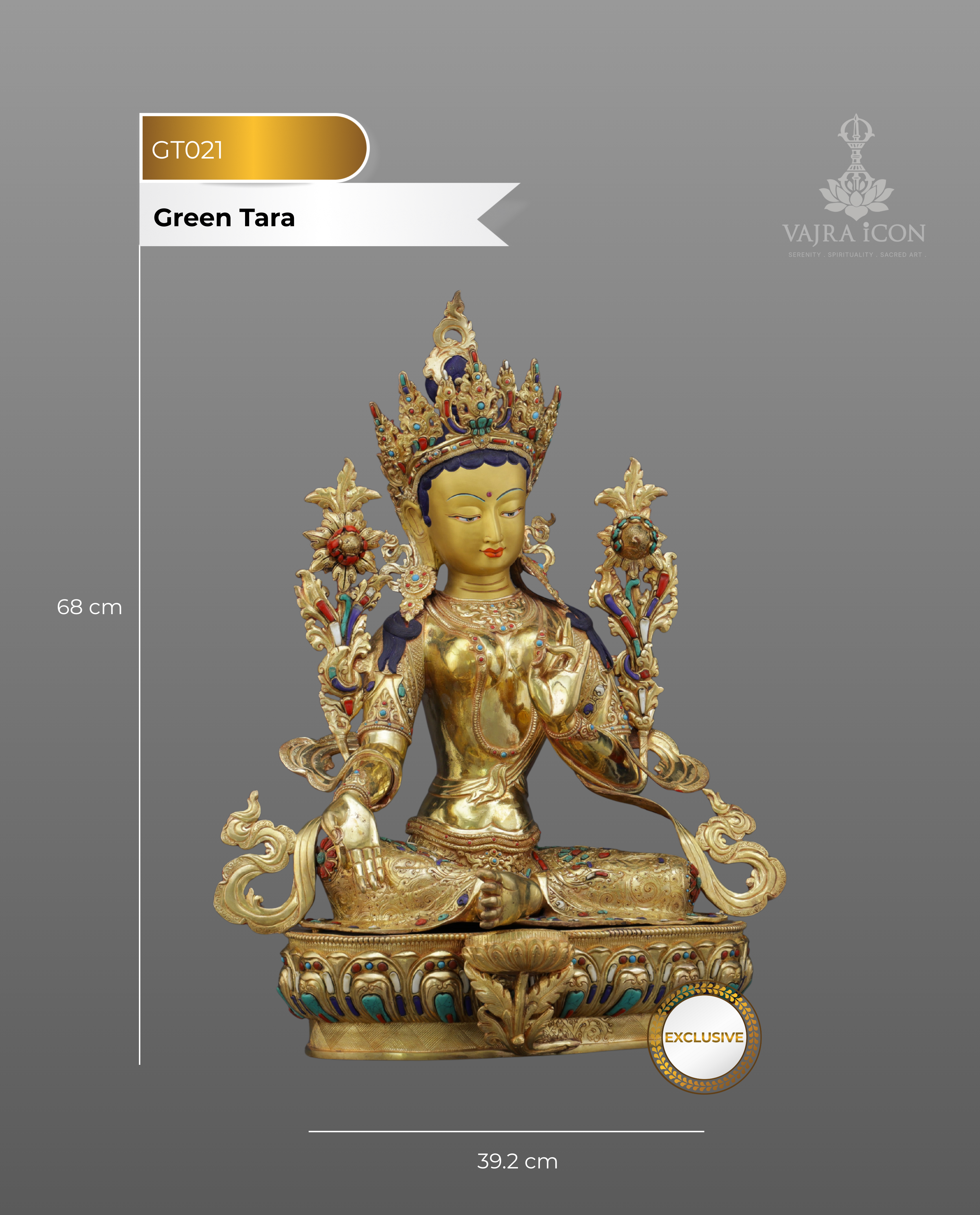 Exquisite 24K Gold Gilded Green Tara Statue | Handcrafted Masterpiece from Nepal
