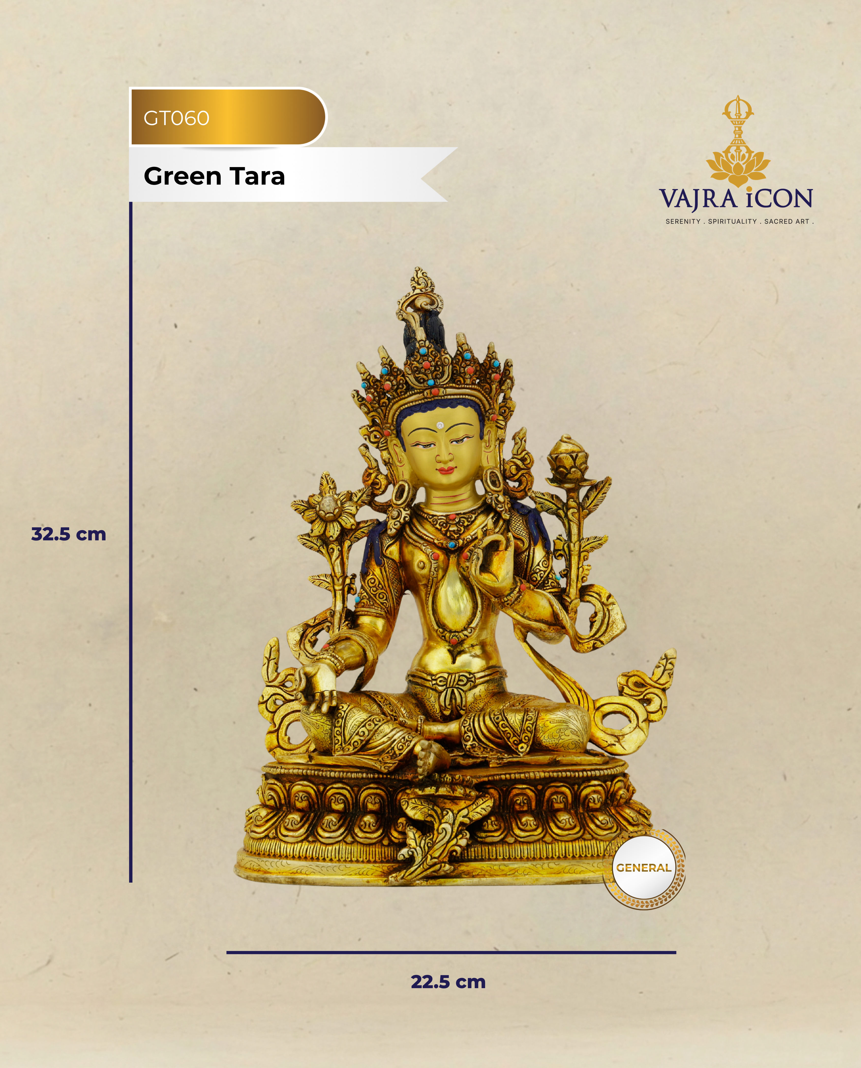 Golden Courage, Endless Grace | 24K Gold Gilded Green Tara Statue