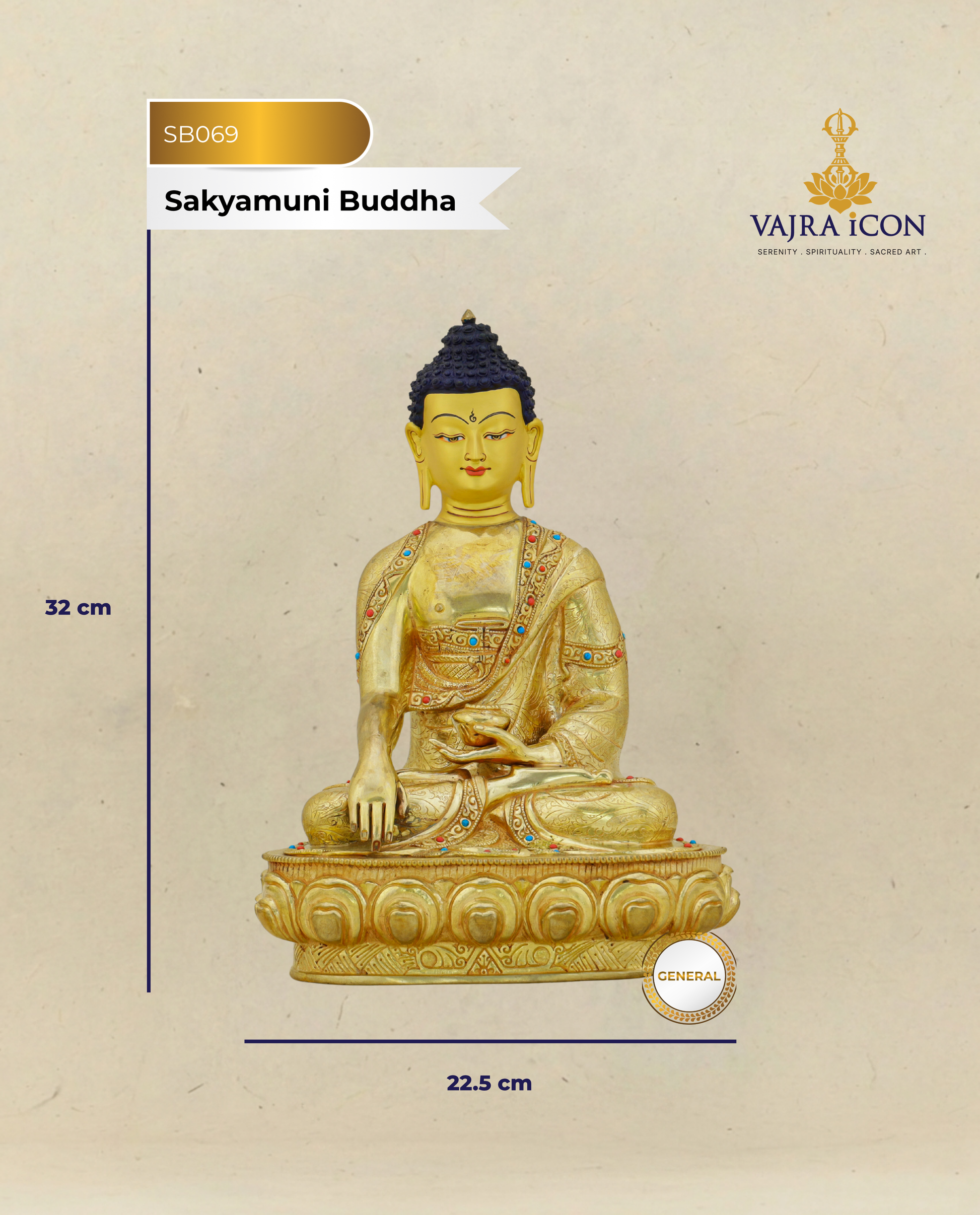 Every Detail a Devotion | Jewelled Gilded Sakyamuni Buddha From Nepal - Authentic Handcrafted Statue