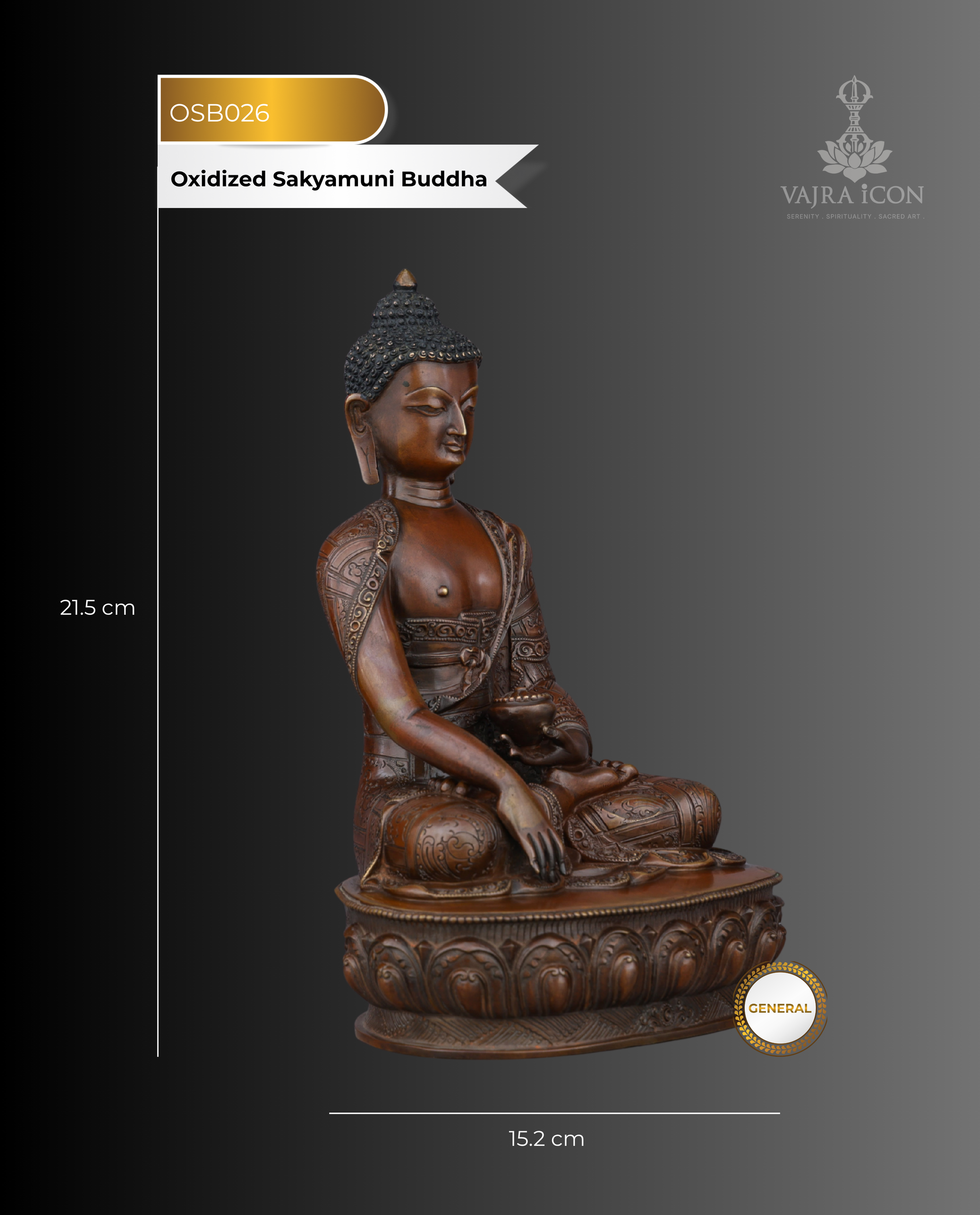 Oxidized Sakyamuni Buddha Statue | Handcrafted from the Heart of the Himalayas - Authentic Handcrafted Statue
