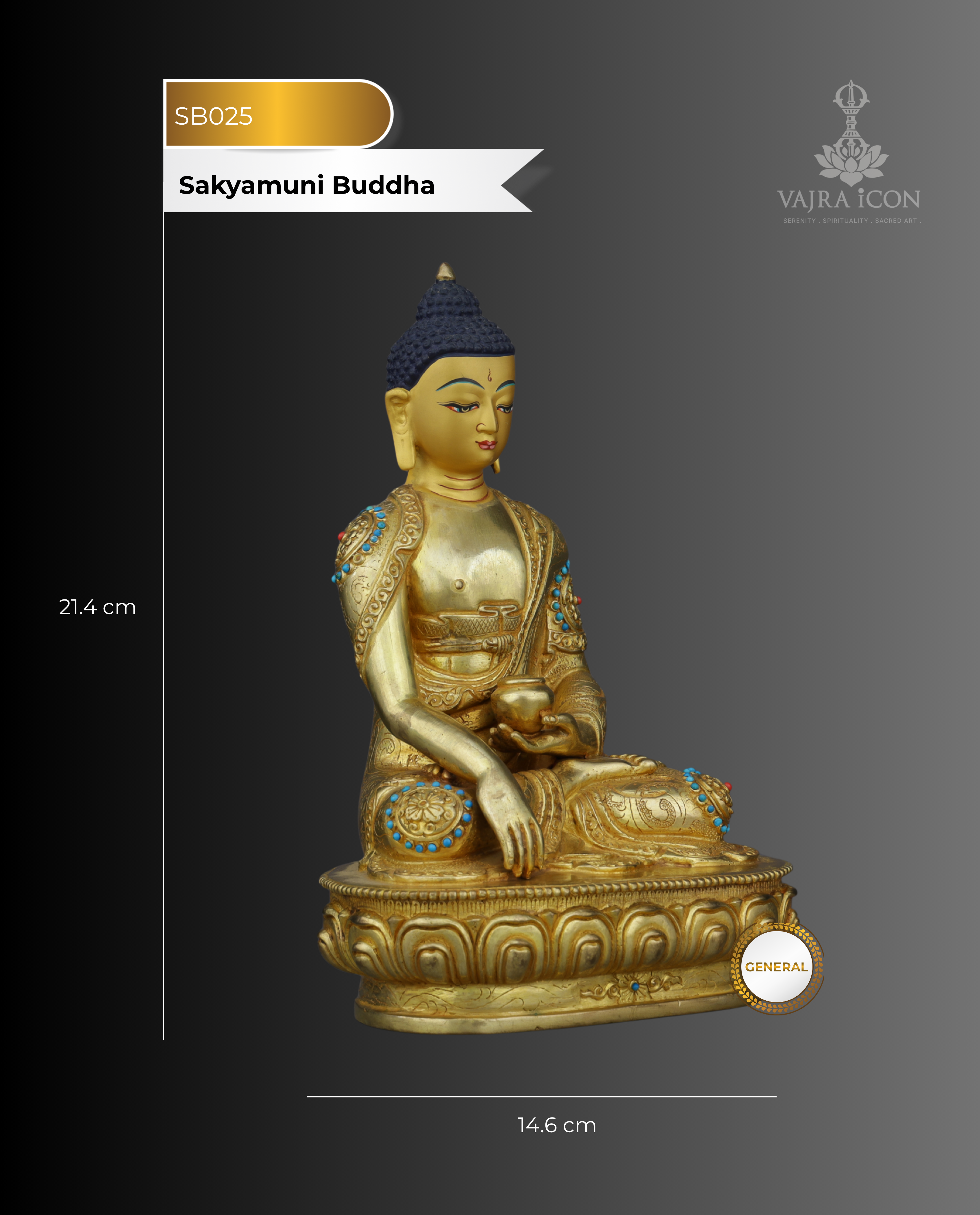 Gilded Serenity | Handcrafted Sakyamuni Buddha Statue