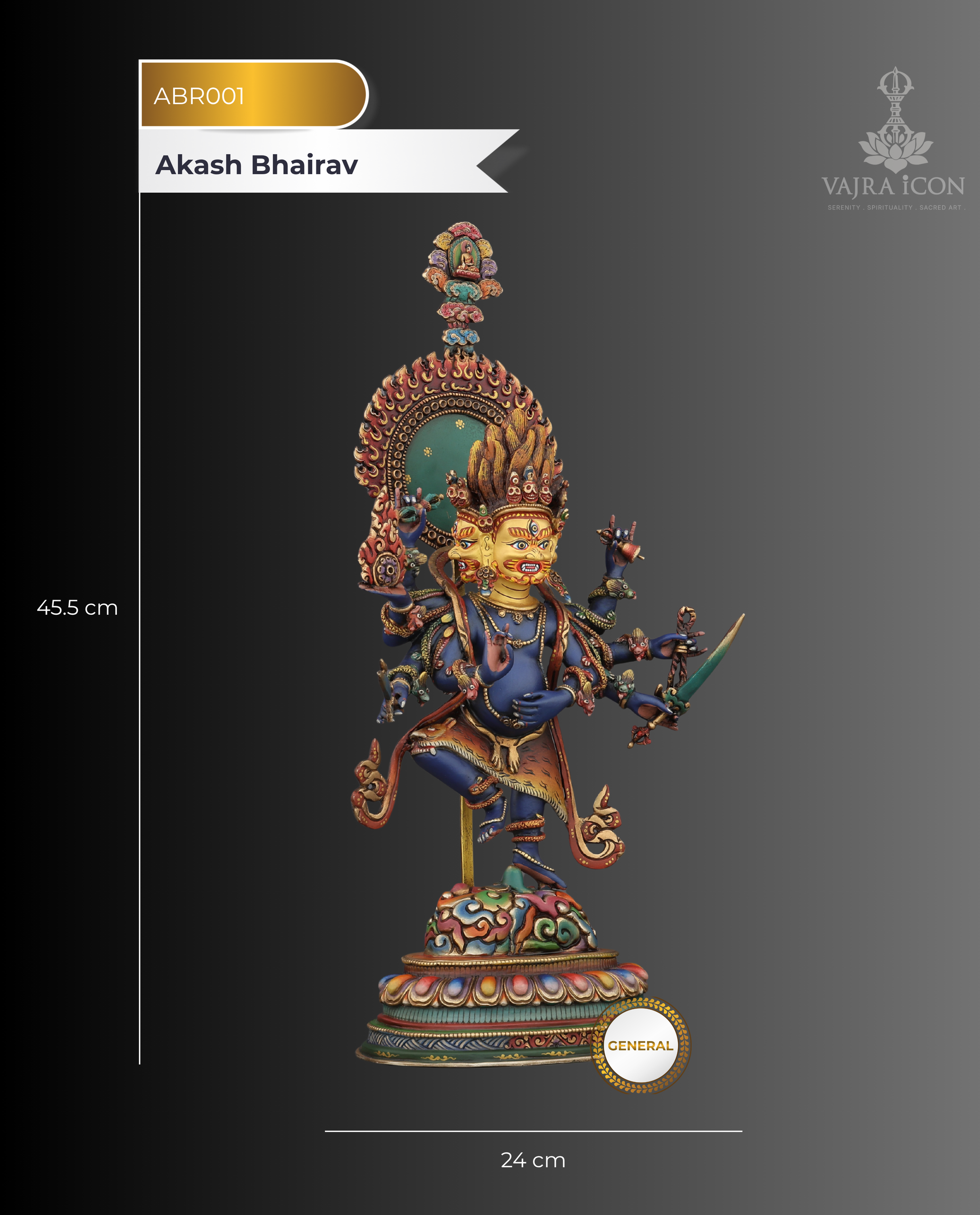 Akash Bhairav Statue | The Sky-Dwelling Ferocious Guardian of the Heavens, Handcrafted in Nepal - Authentic Handcrafted Statue