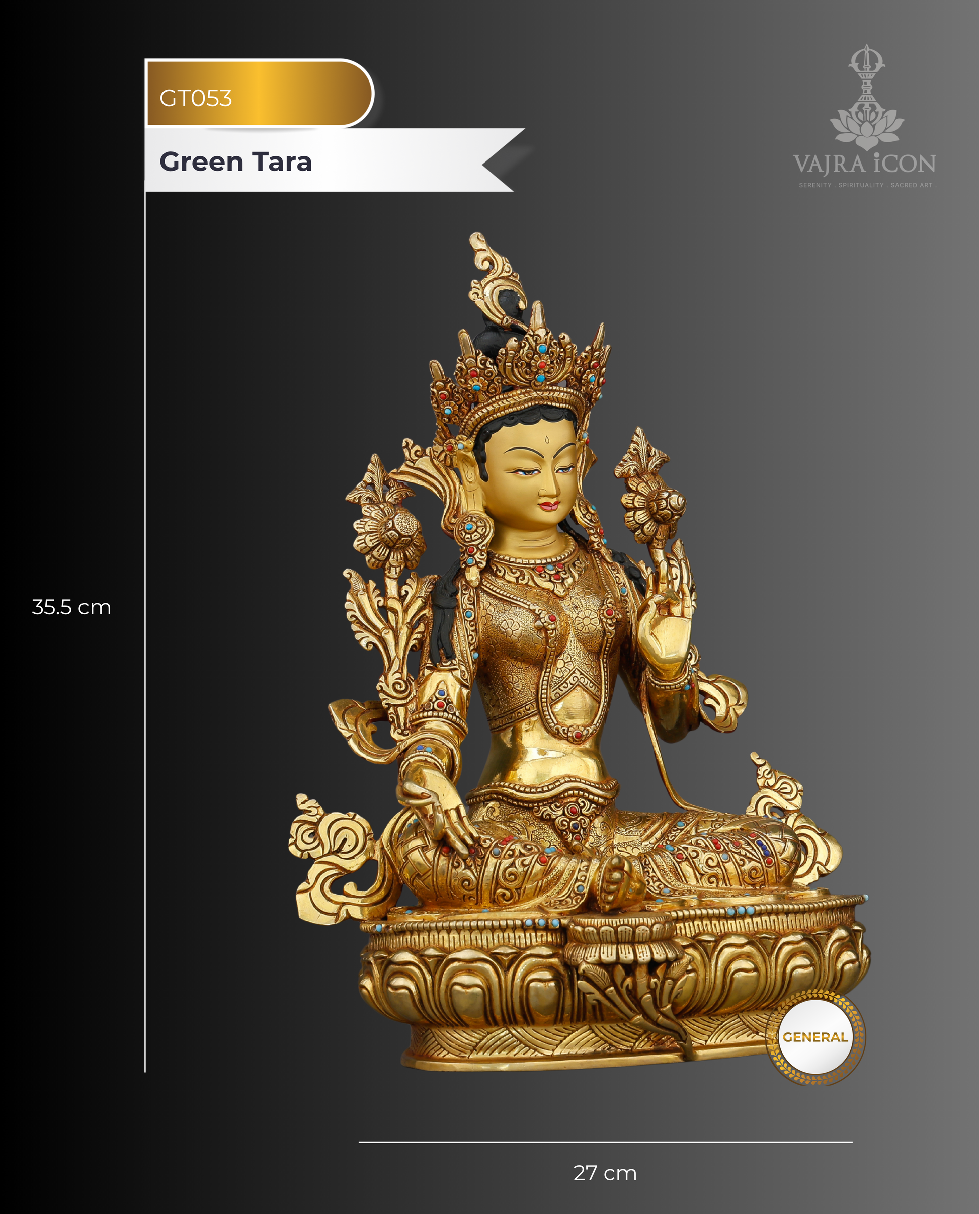 Swift as a Heartbeat, Bright as Gold | Green Tara Statue - Authentic Handcrafted Statue