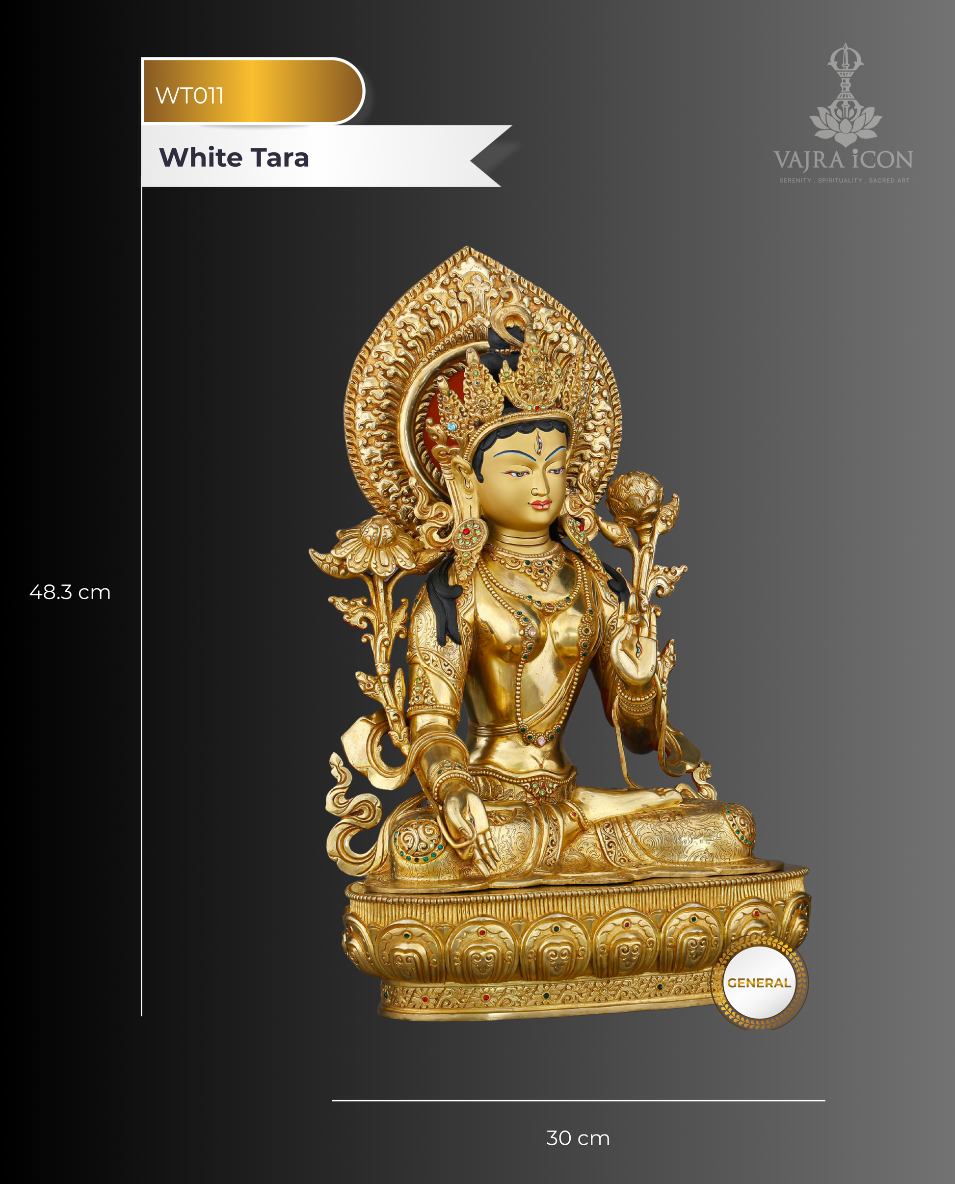 Pure Gold, Eternal Grace | White Tara Statue - Authentic Handcrafted Statue