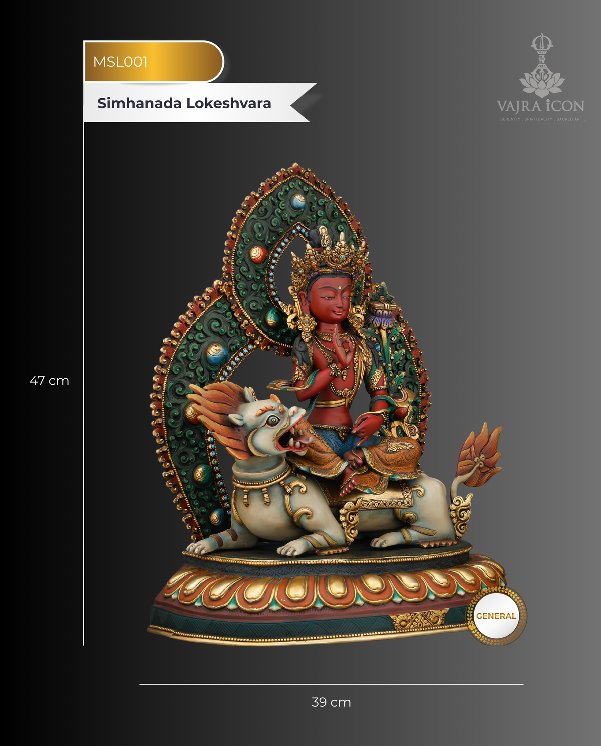 The Lion's Roar of Compassion | Simhanada Lokeshvara Statue That Heals, Protects, and Illuminates - Authentic Handcrafted Statue