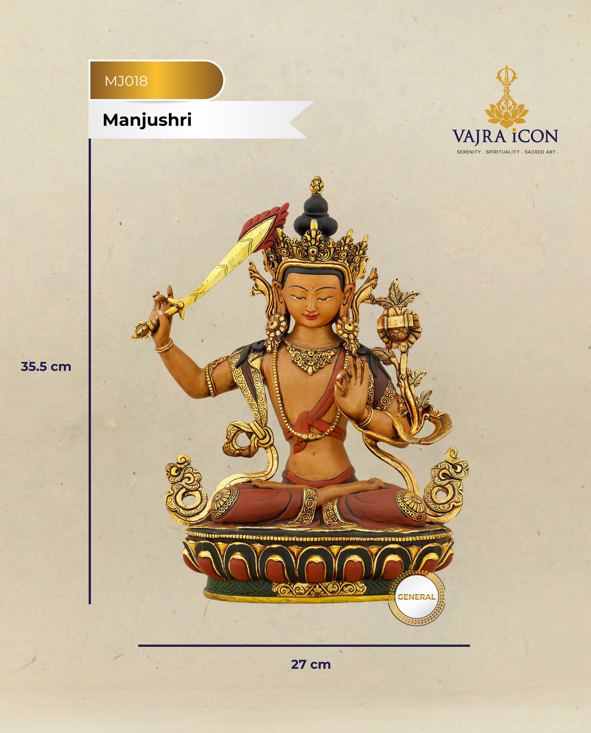 Raise the Sword, Cut Through the Dark | Handcrafted Manjushri From Nepal - Authentic Handcrafted Statue