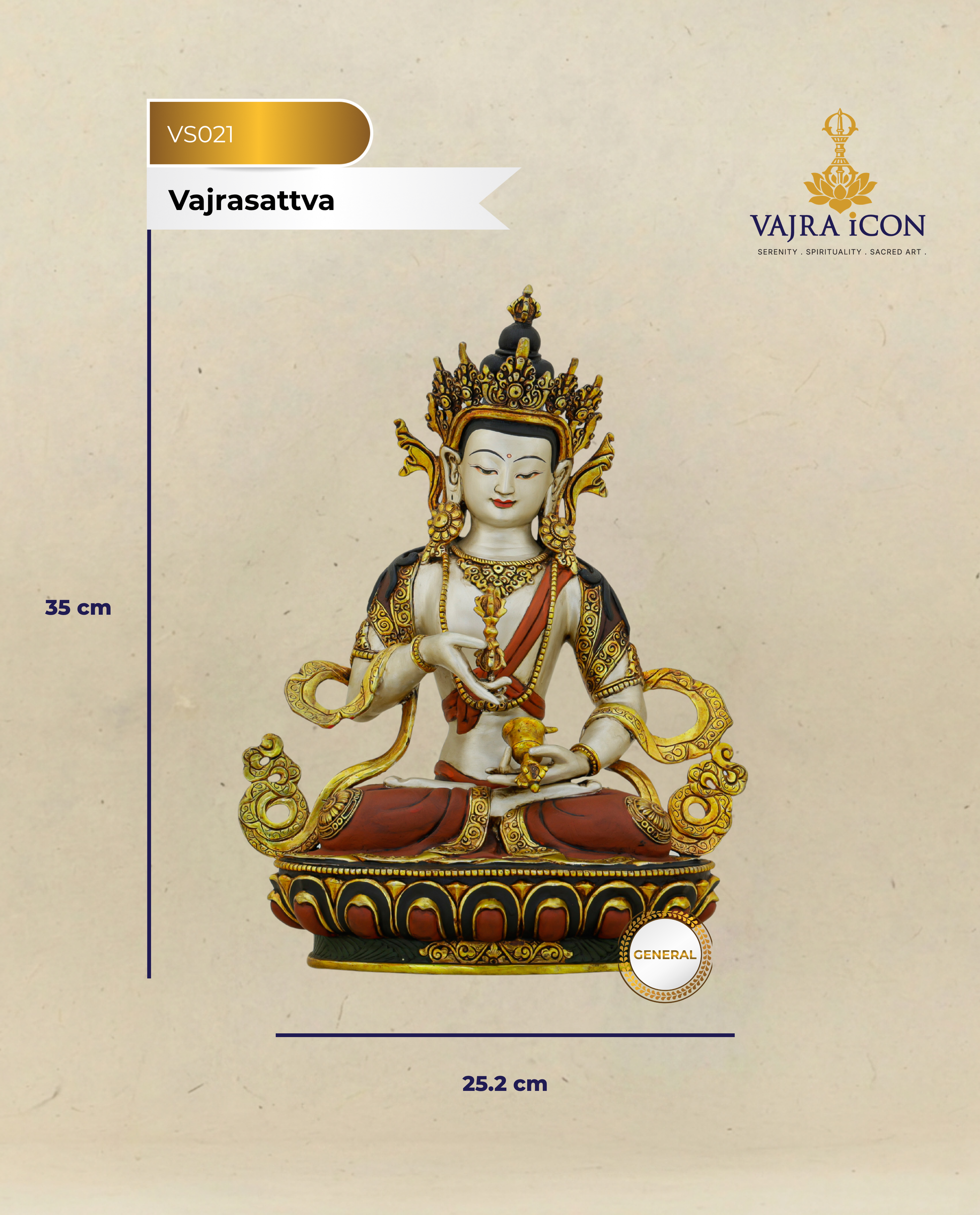 White as the Unstained Mind, Gold as Its Radiance | Handcrafted Vajrasattva From Nepal - Authentic Handcrafted Statue