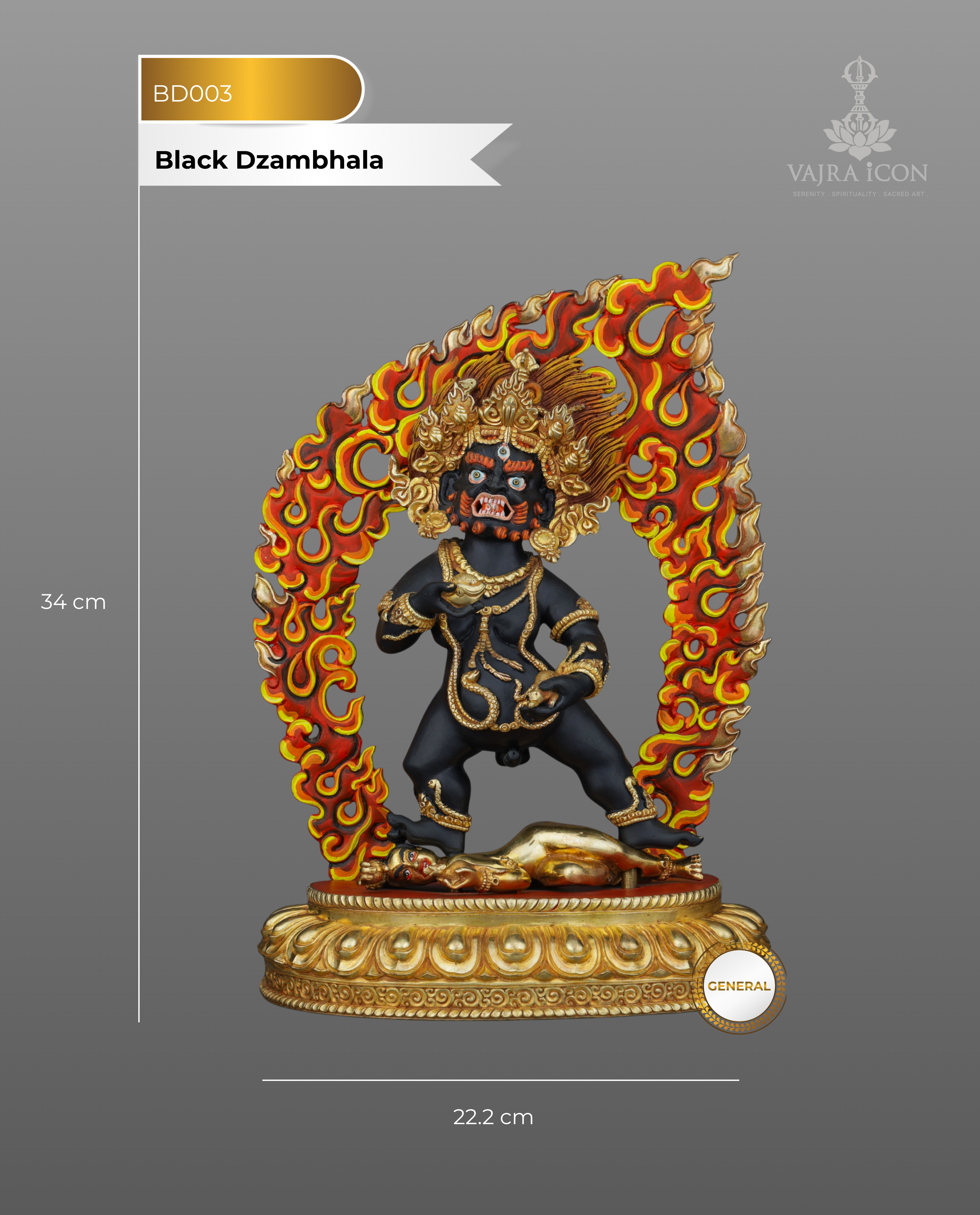 Handcrafted Black Dzambhala | Destroyer of Poverty and Spiritual Obstacles