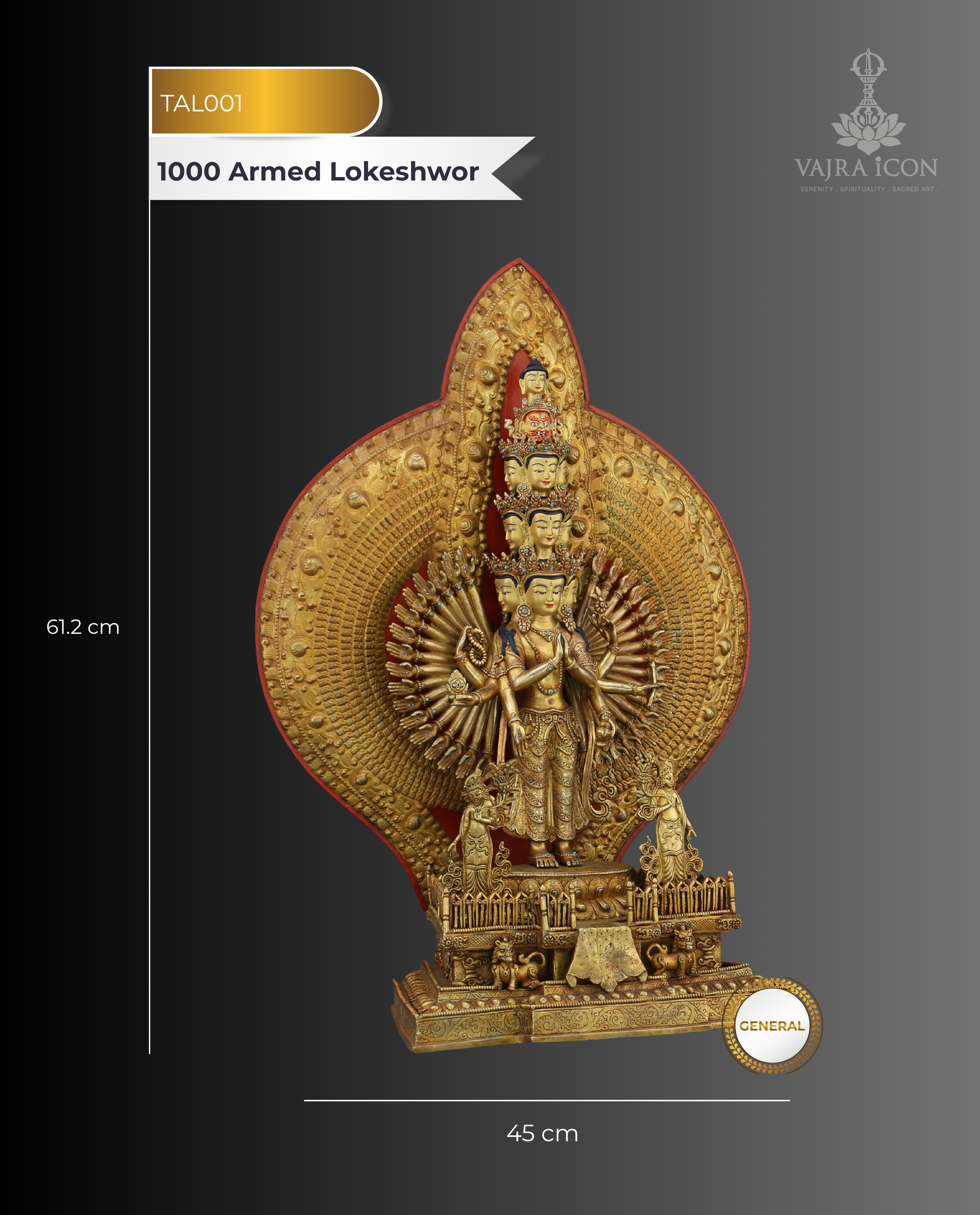 A Thousand Arms of Mercy | 1000-Armed Lokeshwor Statue in 24K Gold