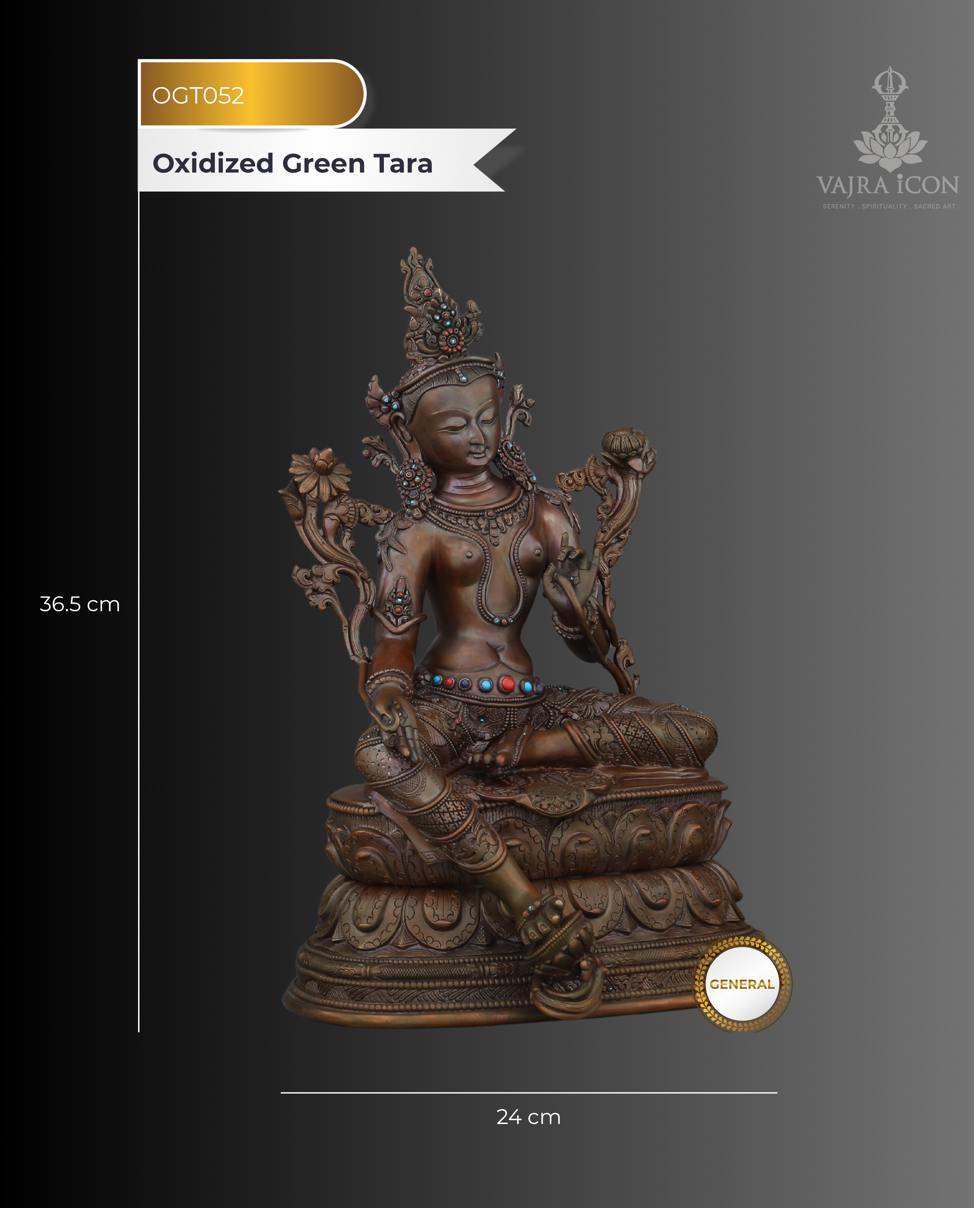Oxidized Green Tara Statue | Handcrafted in Nepal