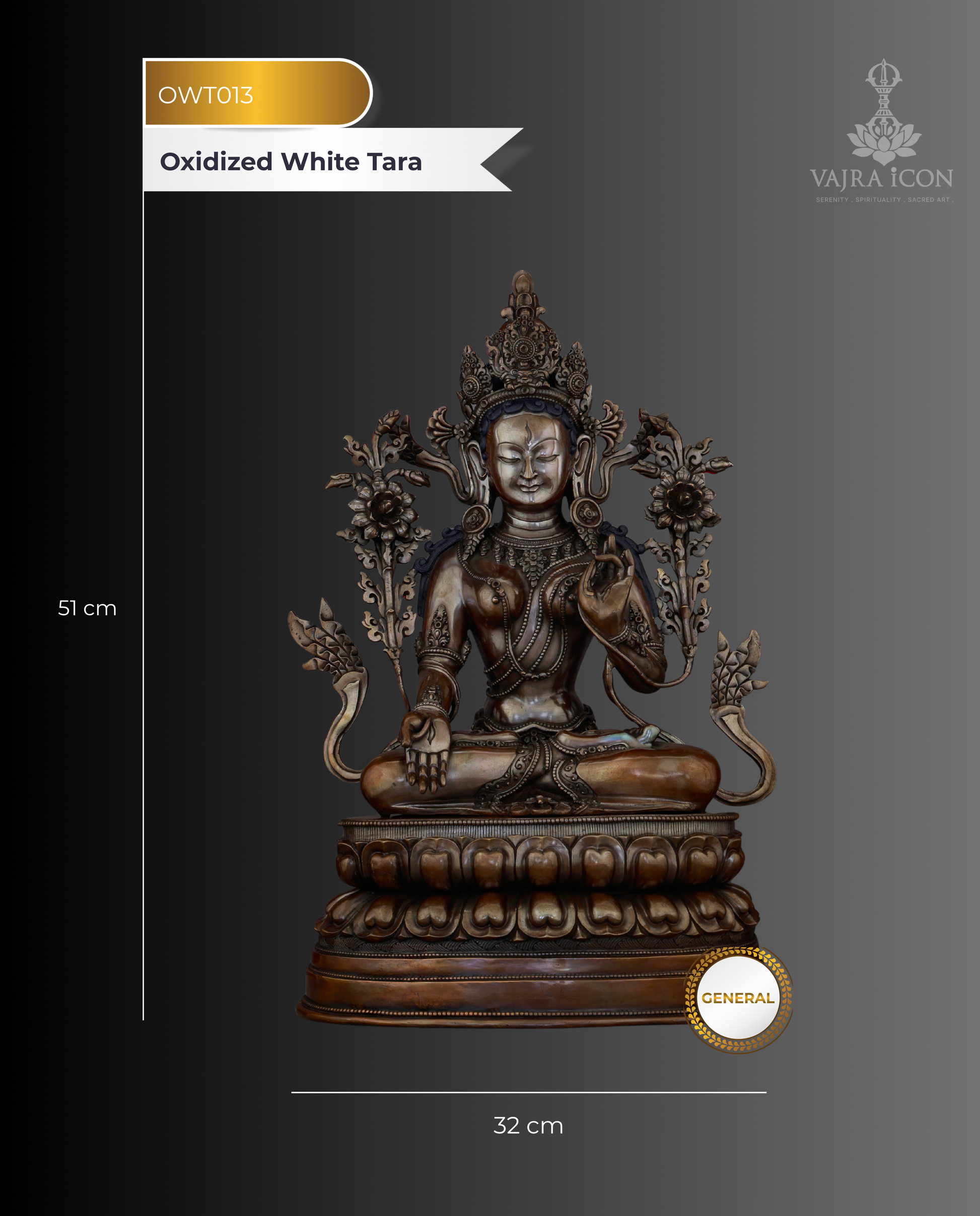 Stillness That Heals | Handcrafted Oxidized White Tara - Authentic Handcrafted Statue