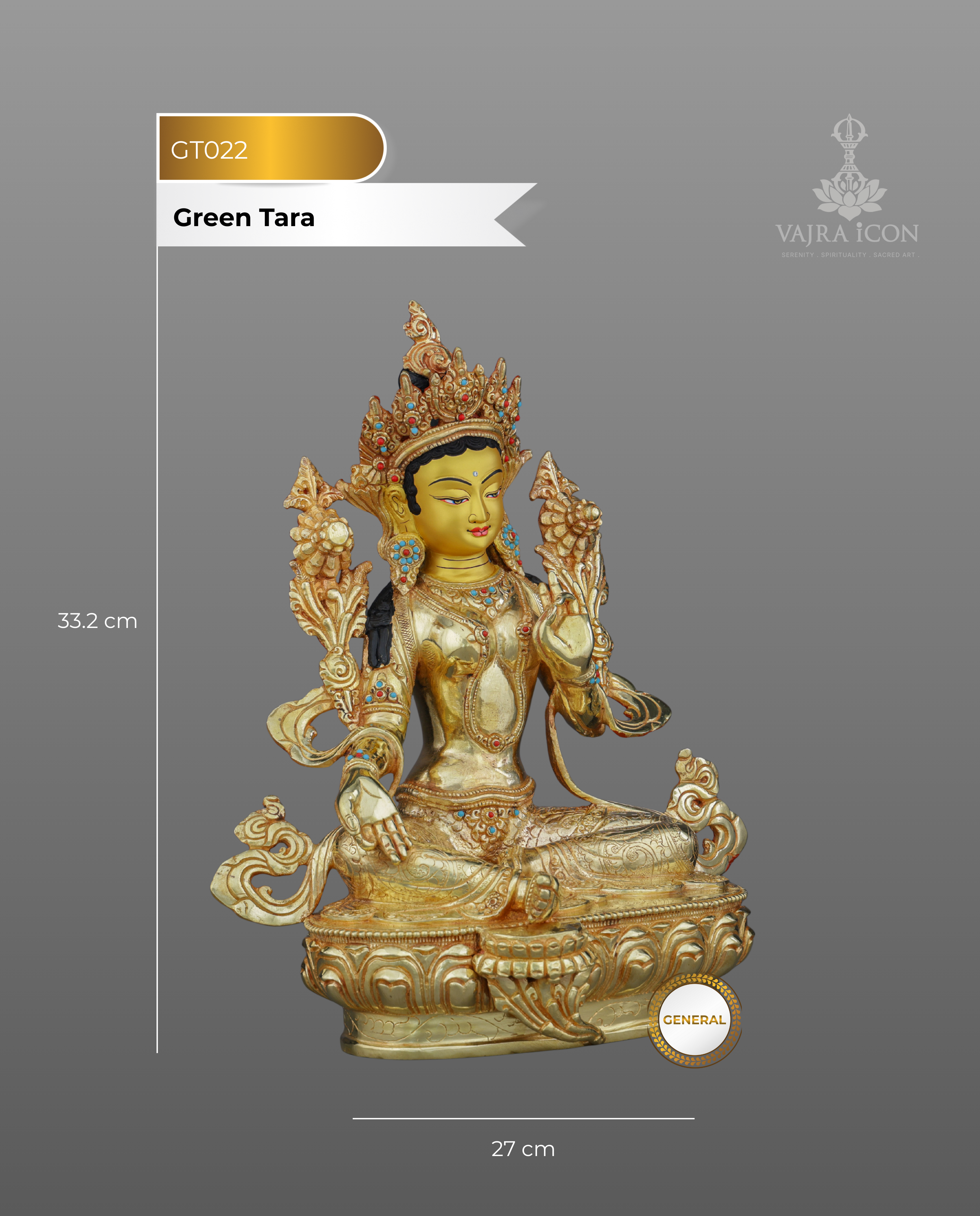 Embrace Swift Compassion | 24K Gold Gilded Green Tara Statue