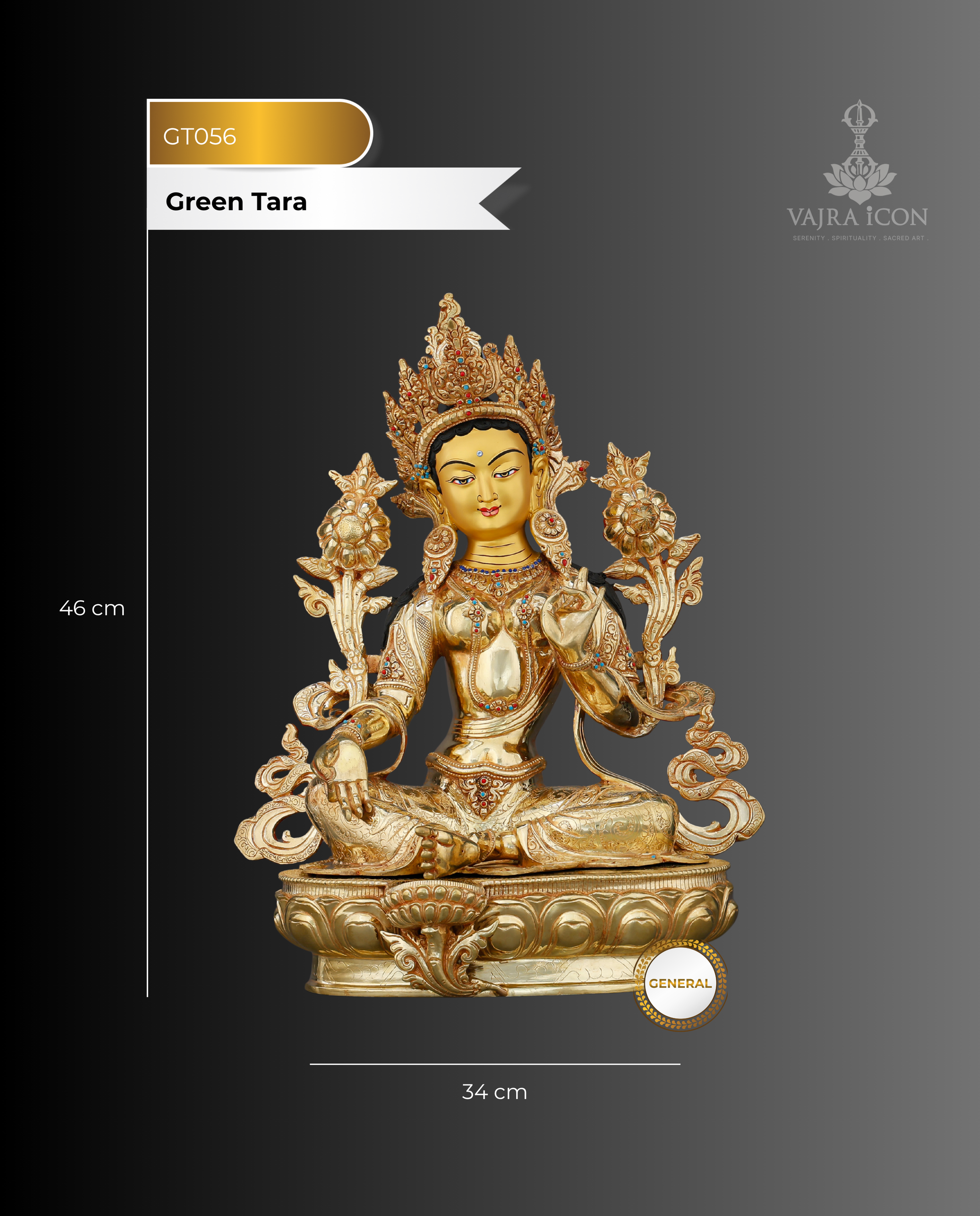 She Rises Before You Finish Calling | Grand 24K Gold Gilded Green Tara From Nepal - Authentic Handcrafted Statue