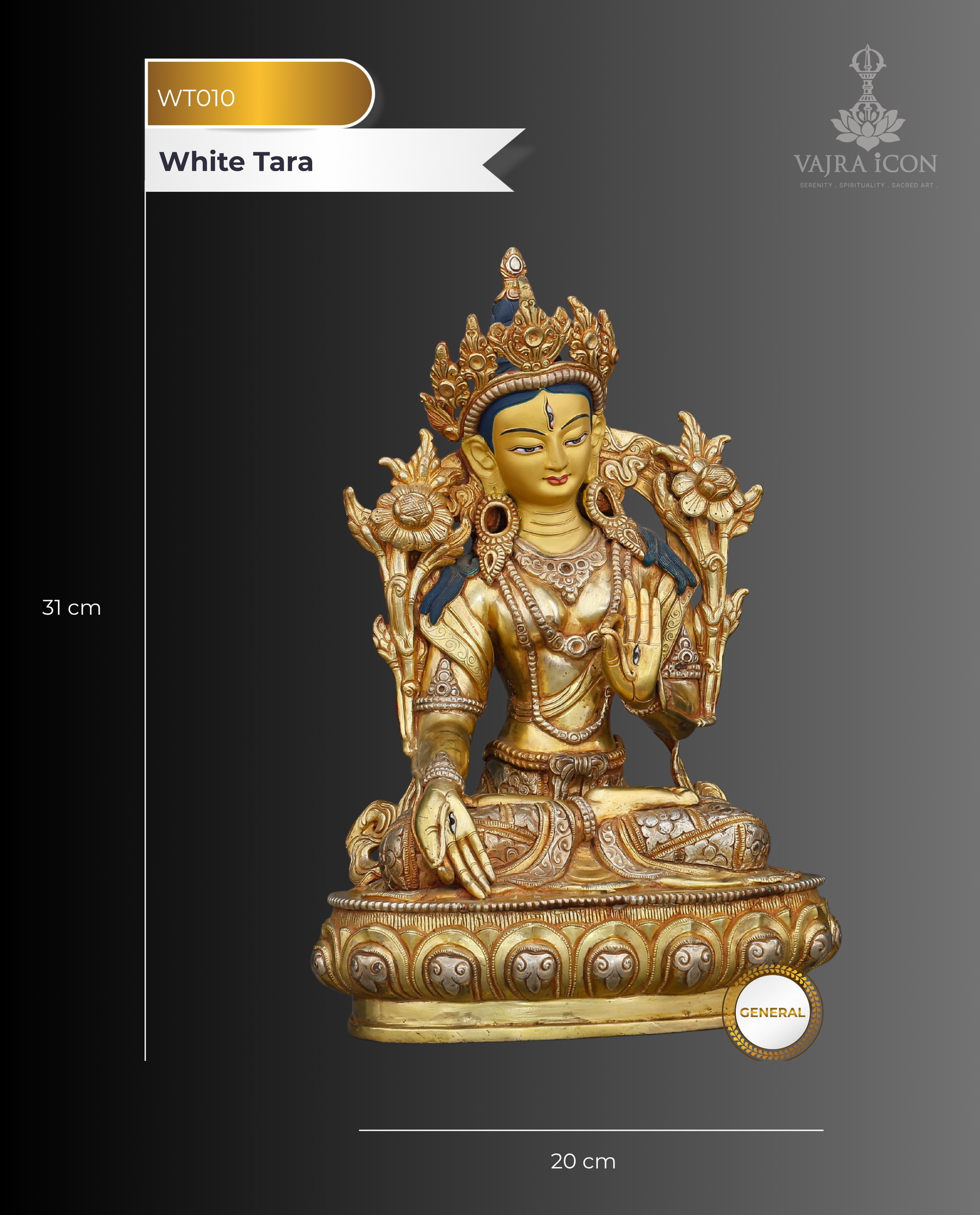 The White Tara Statue | Seven Eyes of Compassion - Authentic Handcrafted Statue