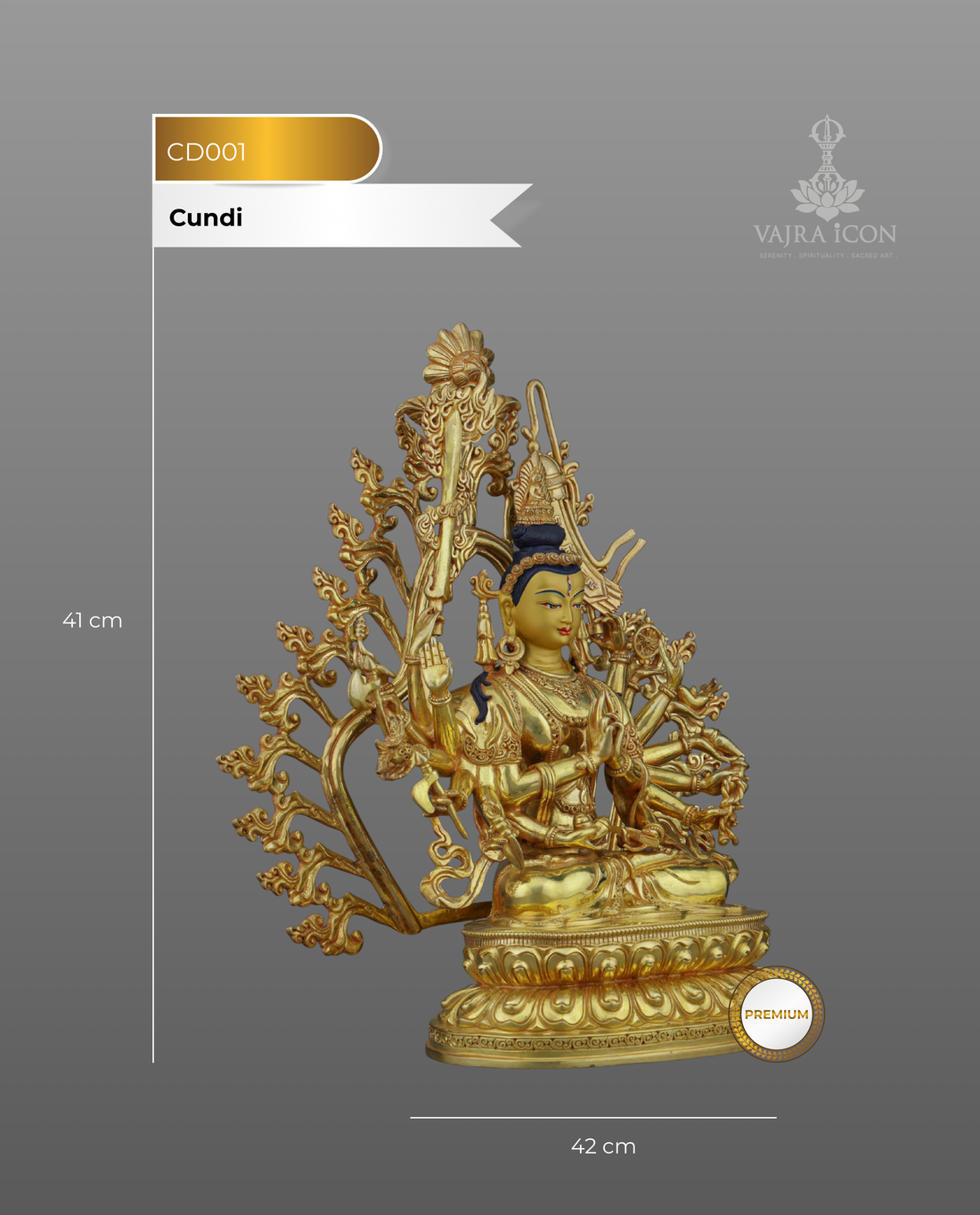 Divine Compassion in Gold | Nepalese Handcrafted 24K Gilded Cundi Bodhisattva – Guardian of Protection and Wisdom - Handcrafted Buddhist Statue - Authentic Sacred Art