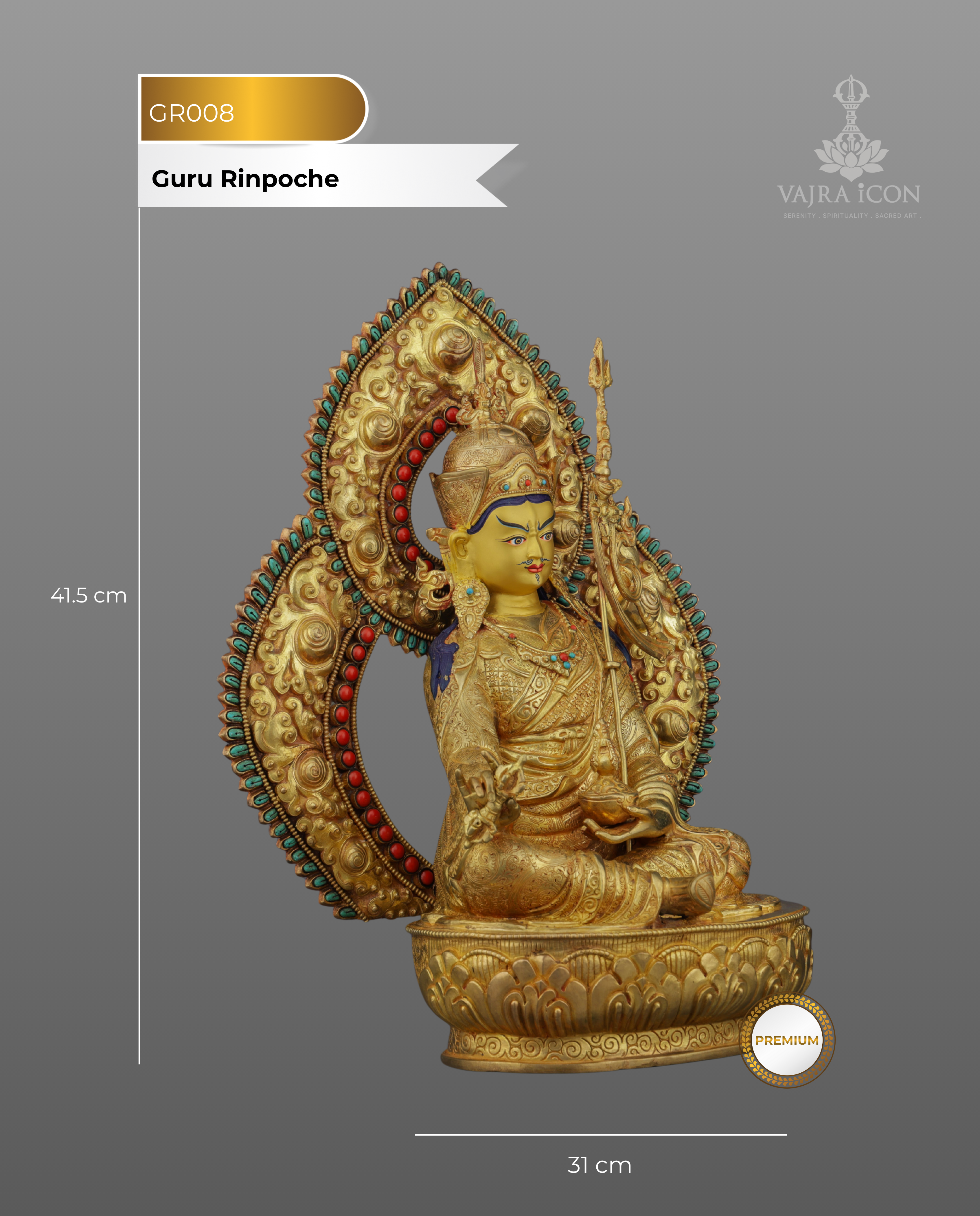 Lotus-Born Master | Breathtaking Nepalese Guru Rinpoche Statue - The Precious Teacher of Tibet