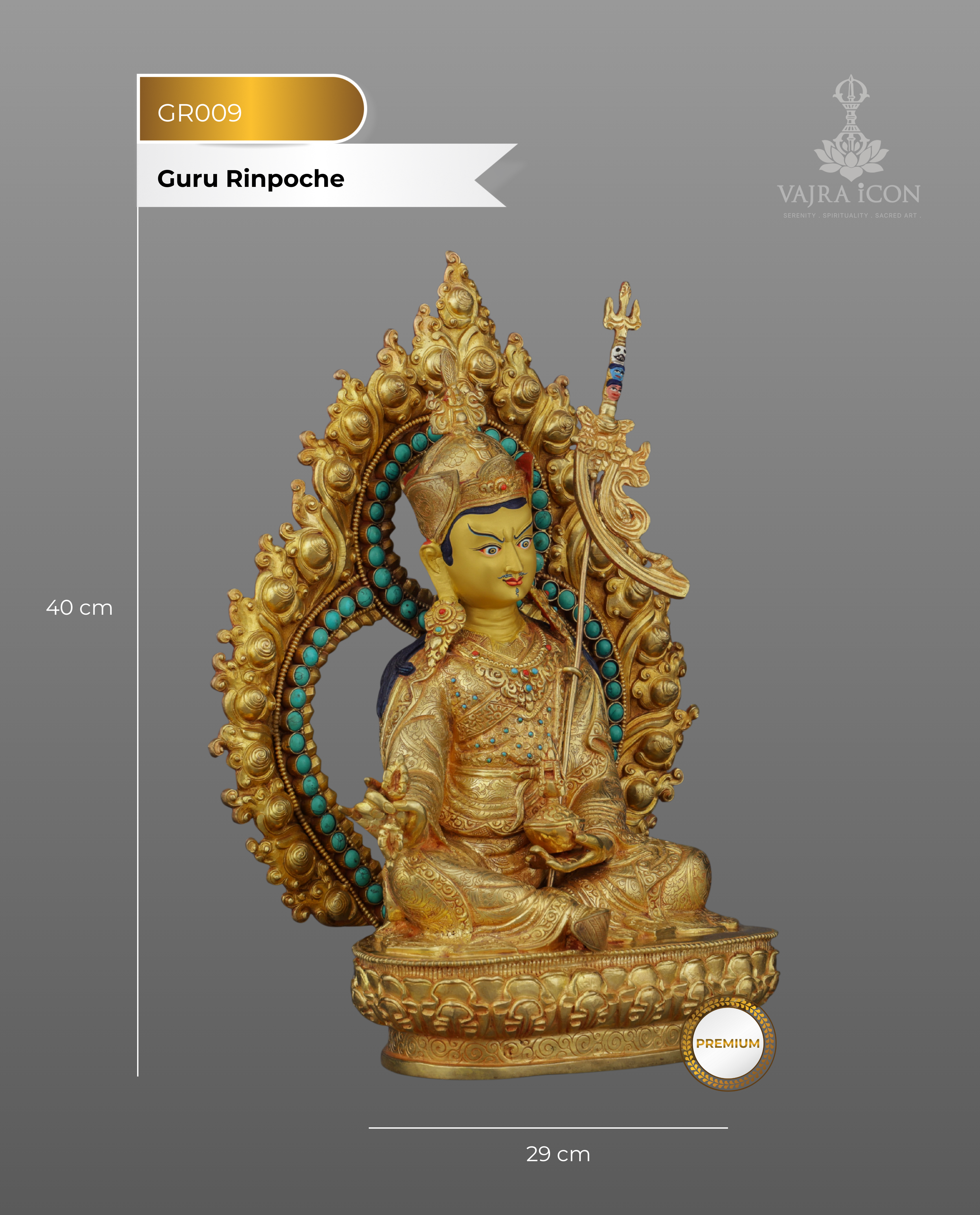 Timeless Treasure | Majestic Nepalese Guru Rinpoche Statue - The Second Buddha's Divine Presence