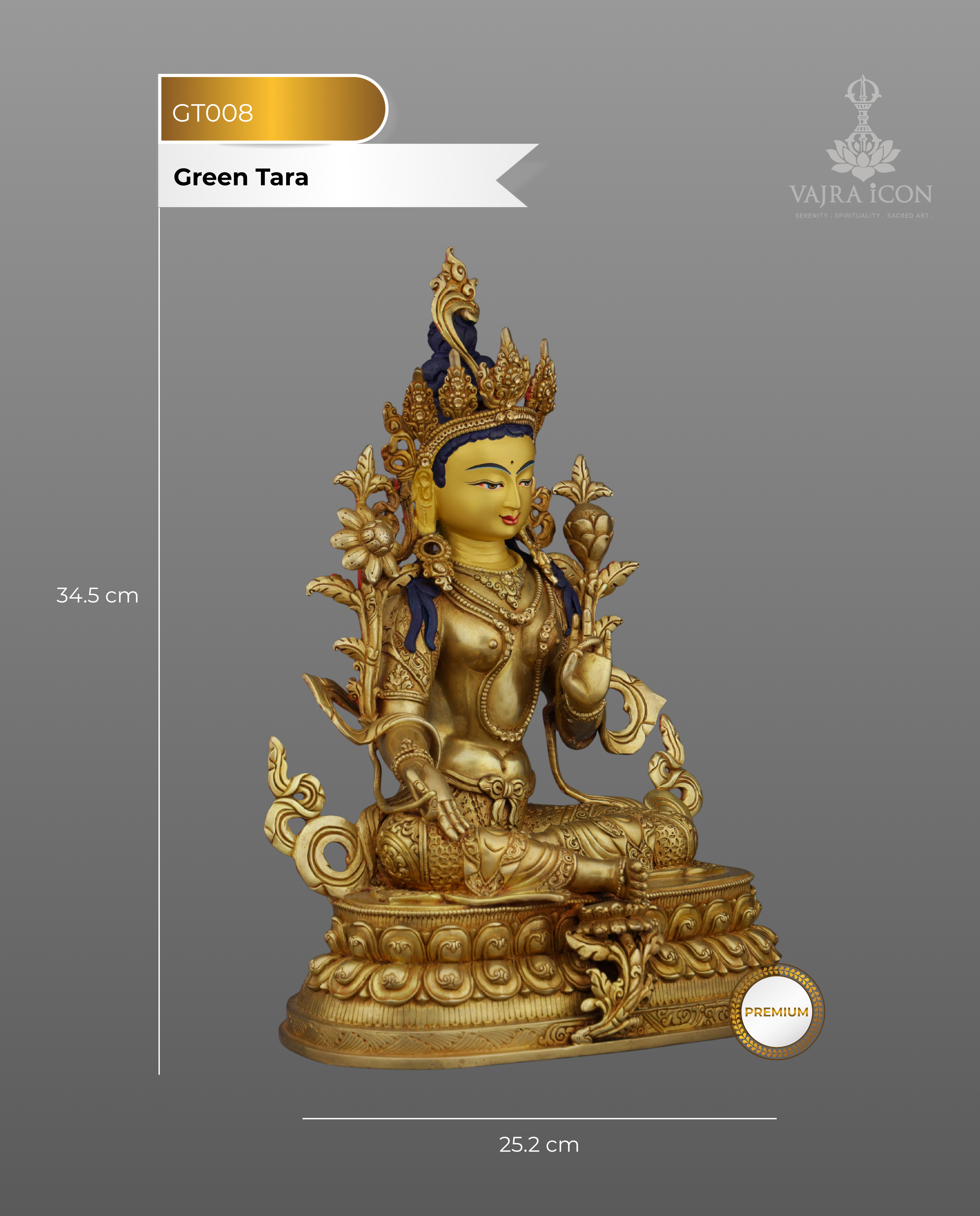 Full Gold Green Tara Statue | Divine Mother of Compassion and Swift Liberation