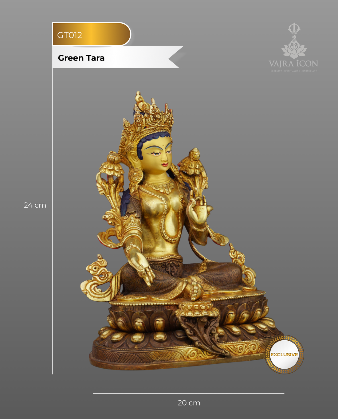 Swift Protector | Elegant Half-Gold Green Tara Statue from Nepal - Handcrafted Buddhist Statue - Authentic Sacred Art