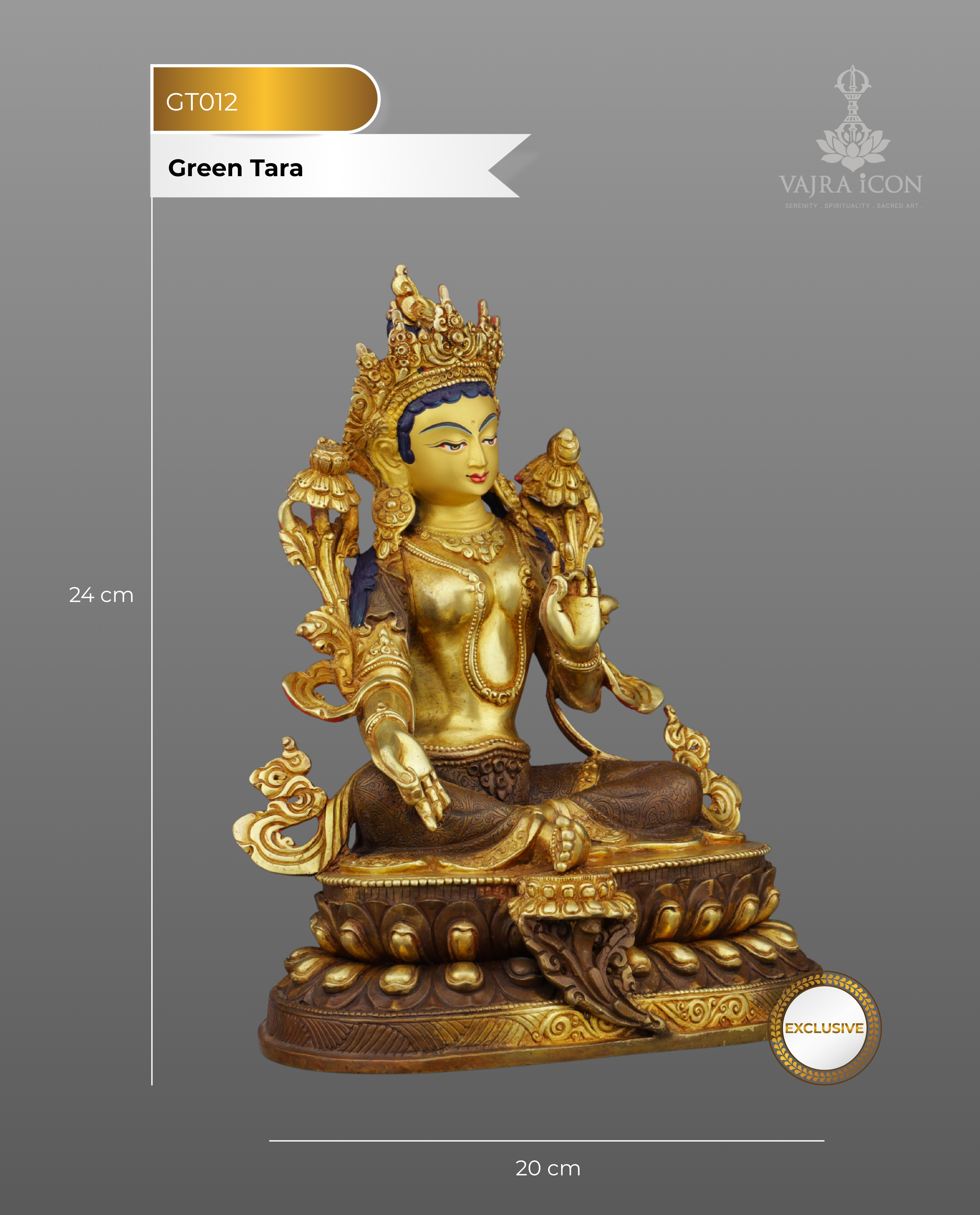 Swift Protector | Elegant Half-Gold Green Tara Statue from Nepal
