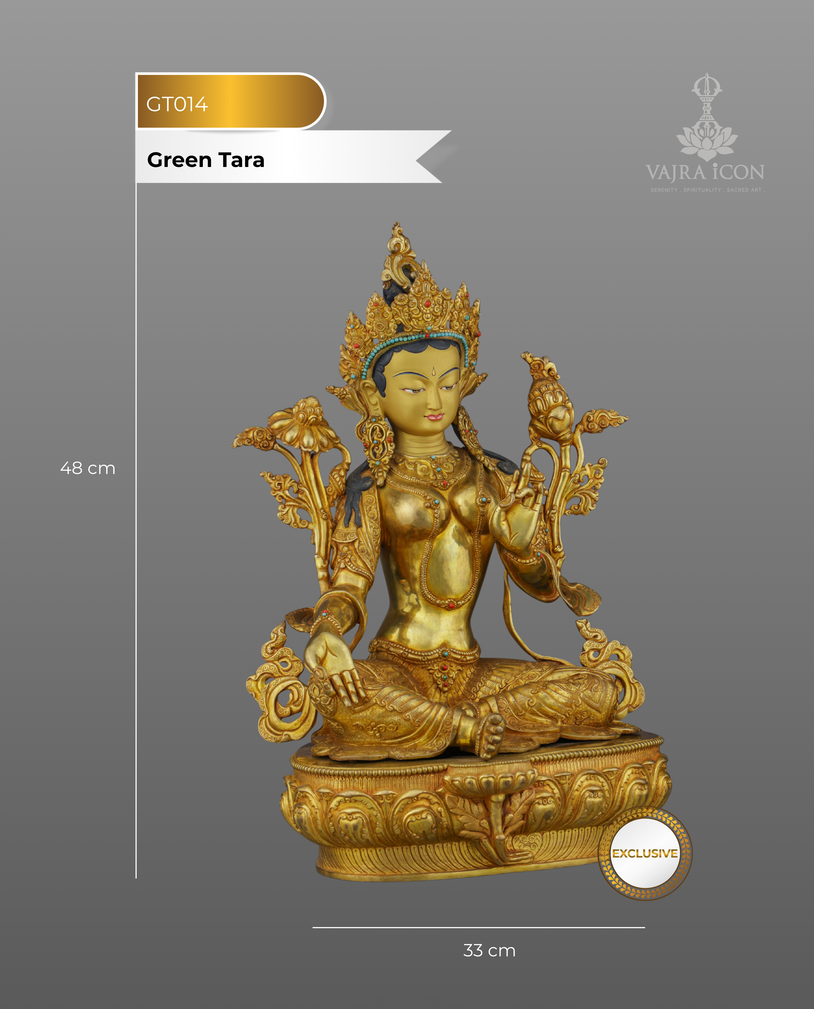 Luminous 24K Gold Gilded Green Tara Statue | Nepal's Grand Masterpiece of Divine Compassion