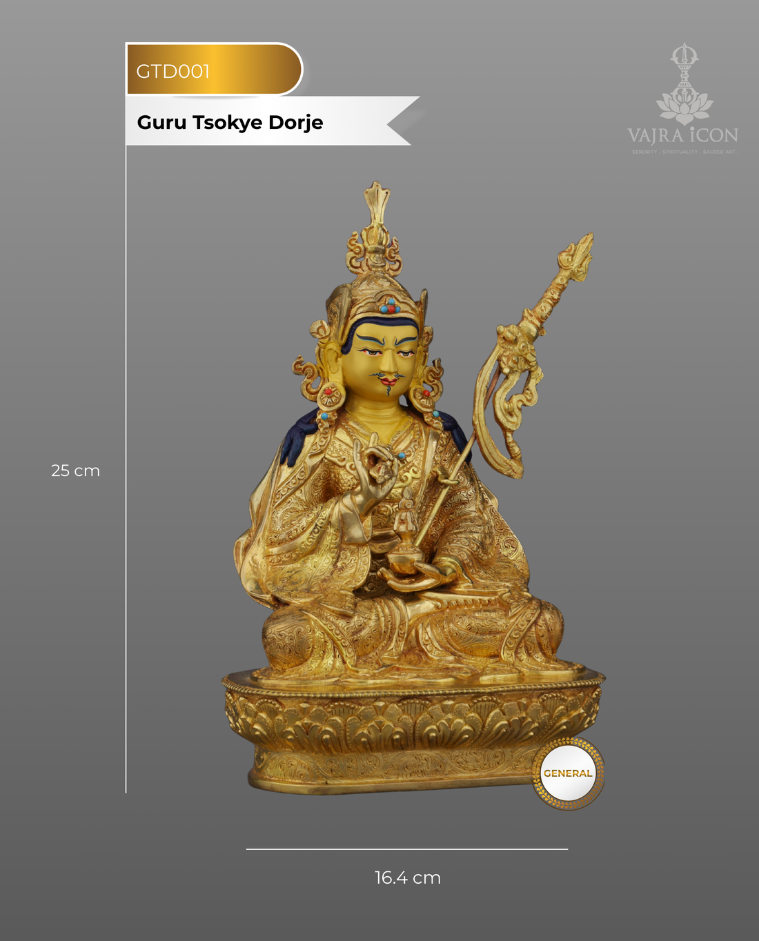 Magnificent Guru Tsokye Dorje Statue | Golden Embodiment of Enlightened Power