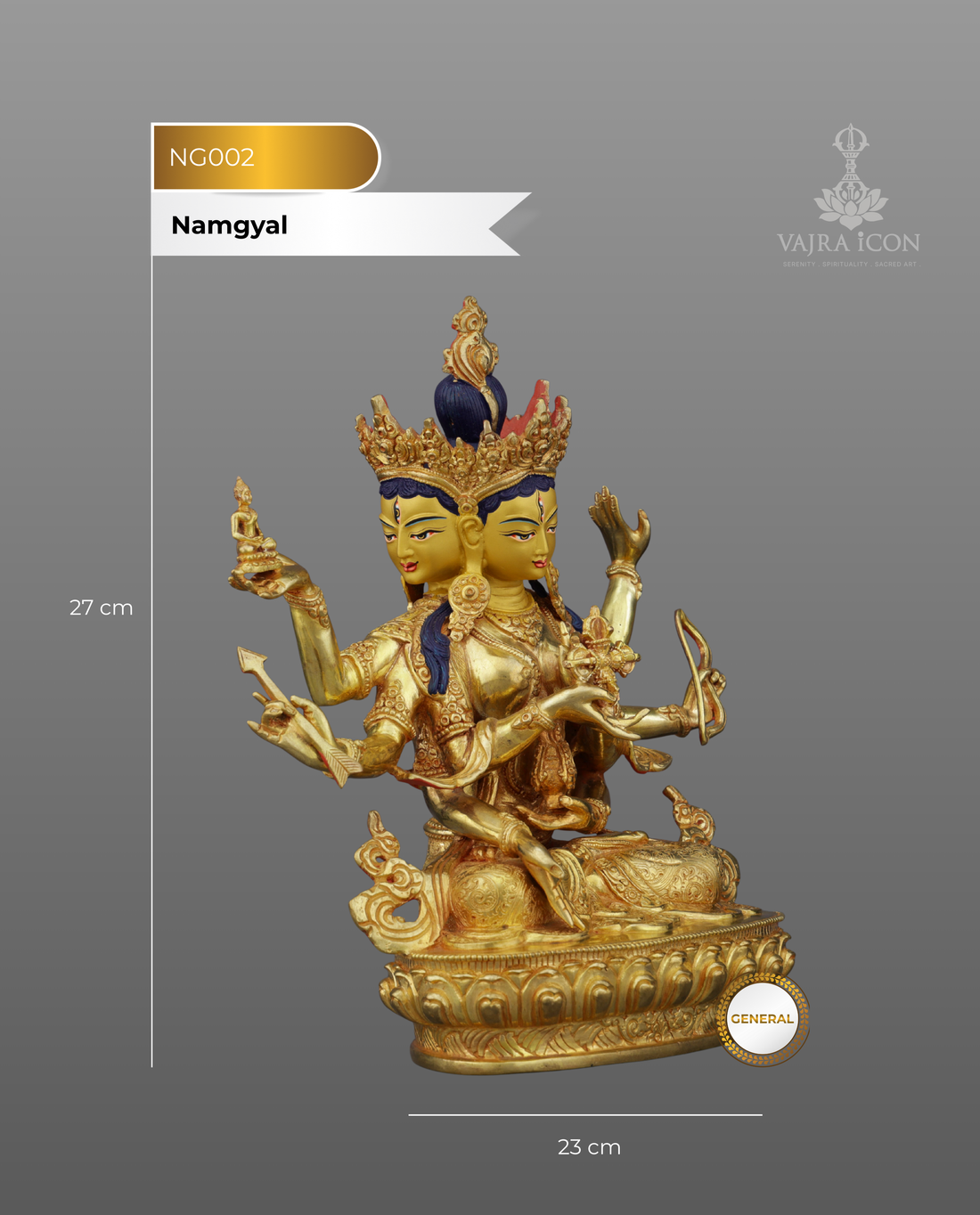 Magnificent 24K Gold Gilded Namgyal Statue | Goddess of Longevity and Victory - Handcrafted Buddhist Statue - Authentic Sacred Art