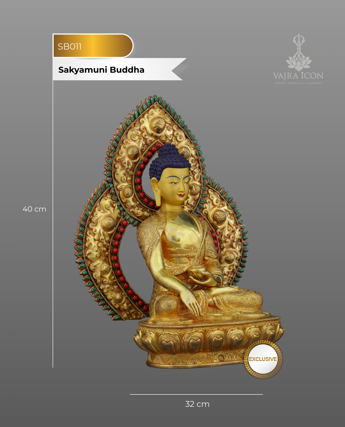 Eternal Enlightenment | Handcrafted 24K Gold Gilded Sakyamuni Buddha Statue from Nepal - Handcrafted Buddhist Statue - Authentic Sacred Art