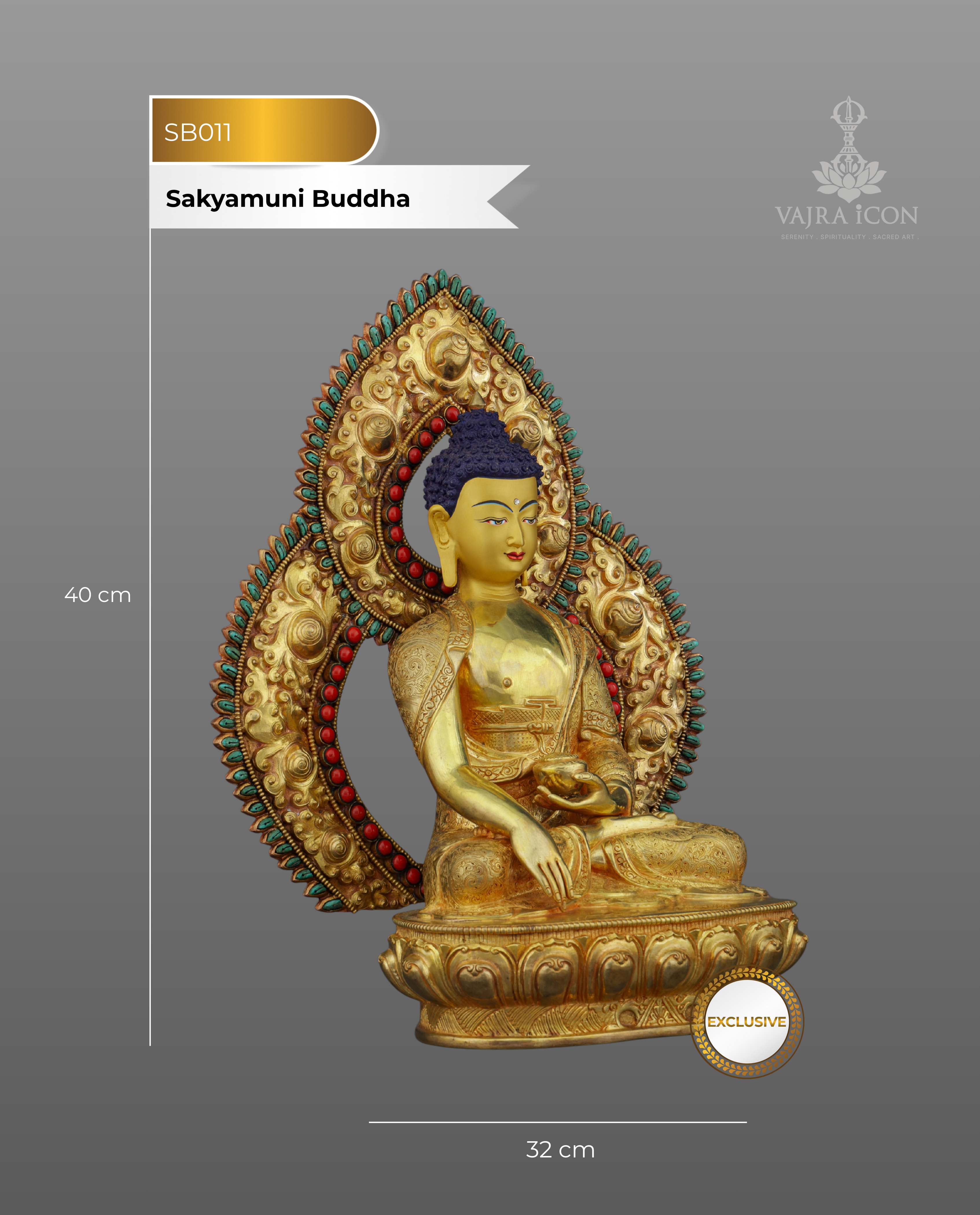 Eternal Enlightenment | Handcrafted 24K Gold Gilded Sakyamuni Buddha Statue from Nepal