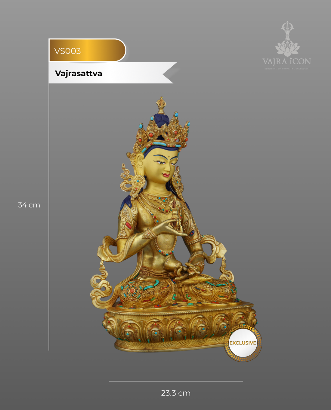 Pure Diamond Being | Nepalese Handcrafted 24K Gold Gilded Vajrasattva – Buddha of Purification and Spiritual Renewal