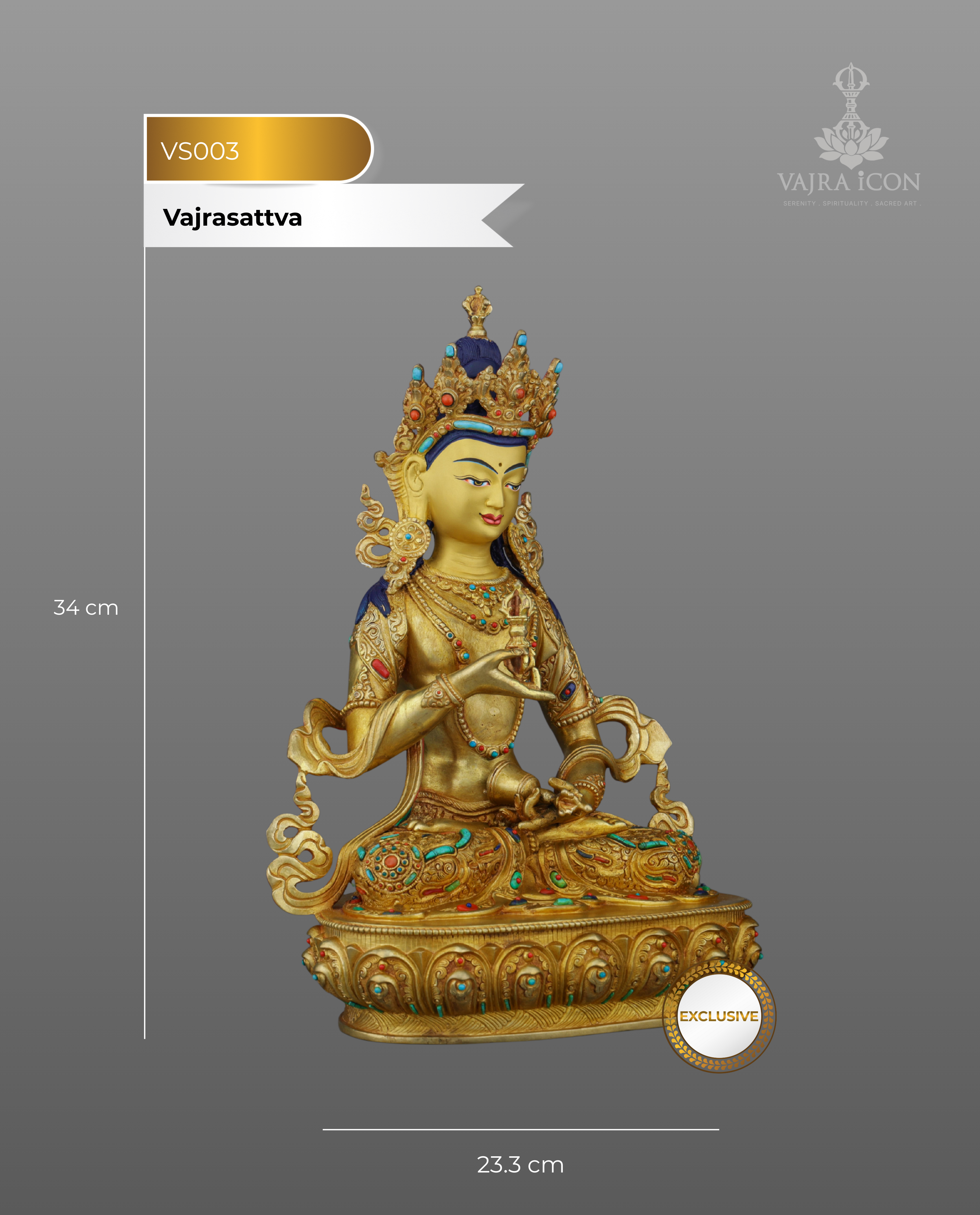 Pure Diamond Being | Nepalese Handcrafted 24K Gold Gilded Vajrasattva – Buddha of Purification and Spiritual Renewal
