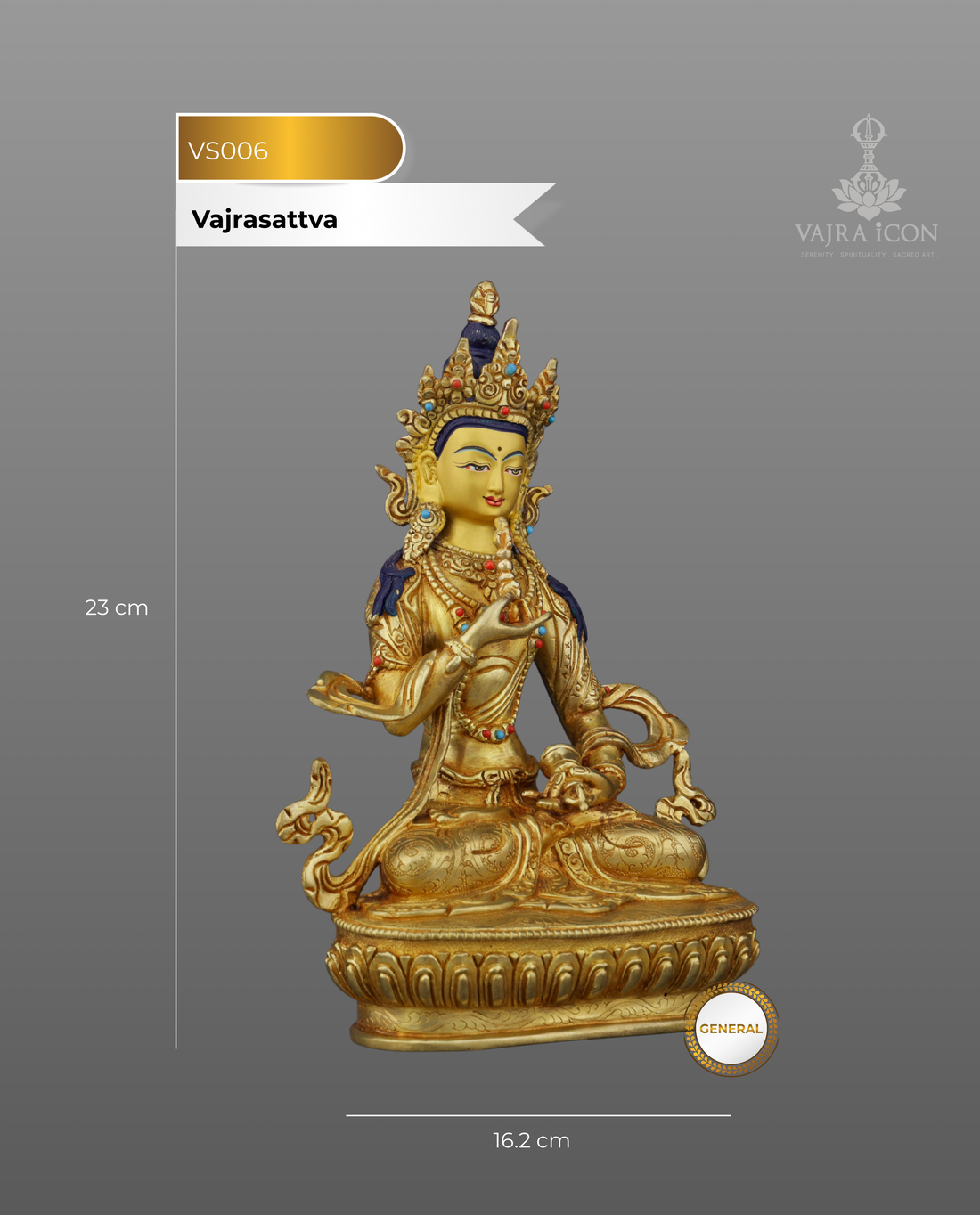 Eternal Purity | The 24K Gold-Gilded Vajrasattva Statue from Nepal - Handcrafted Buddhist Statue - Authentic Sacred Art