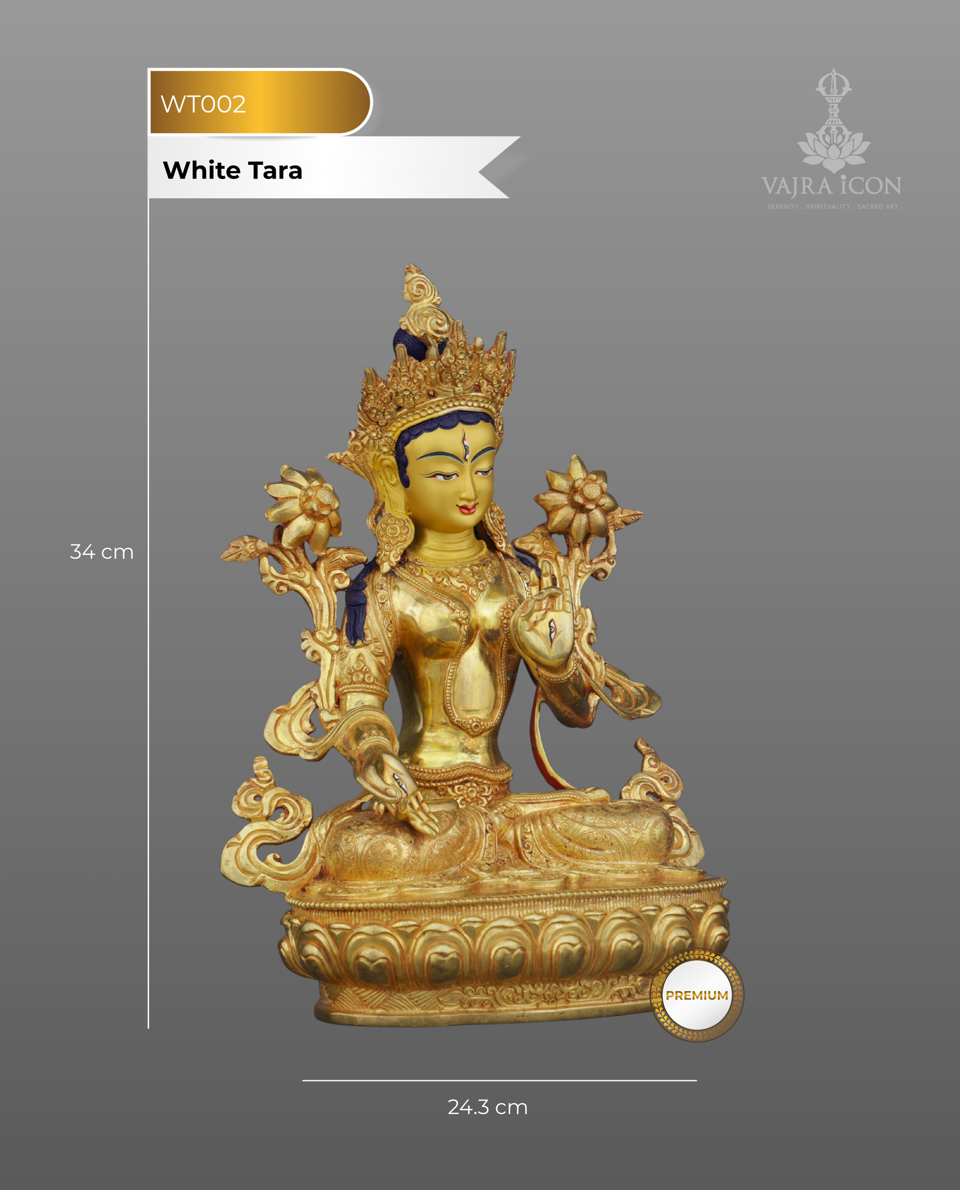 White Tara | Divine Mother of Compassion in Exquisite Nepalese Golden Splendor - Authentic Handcrafted Statue