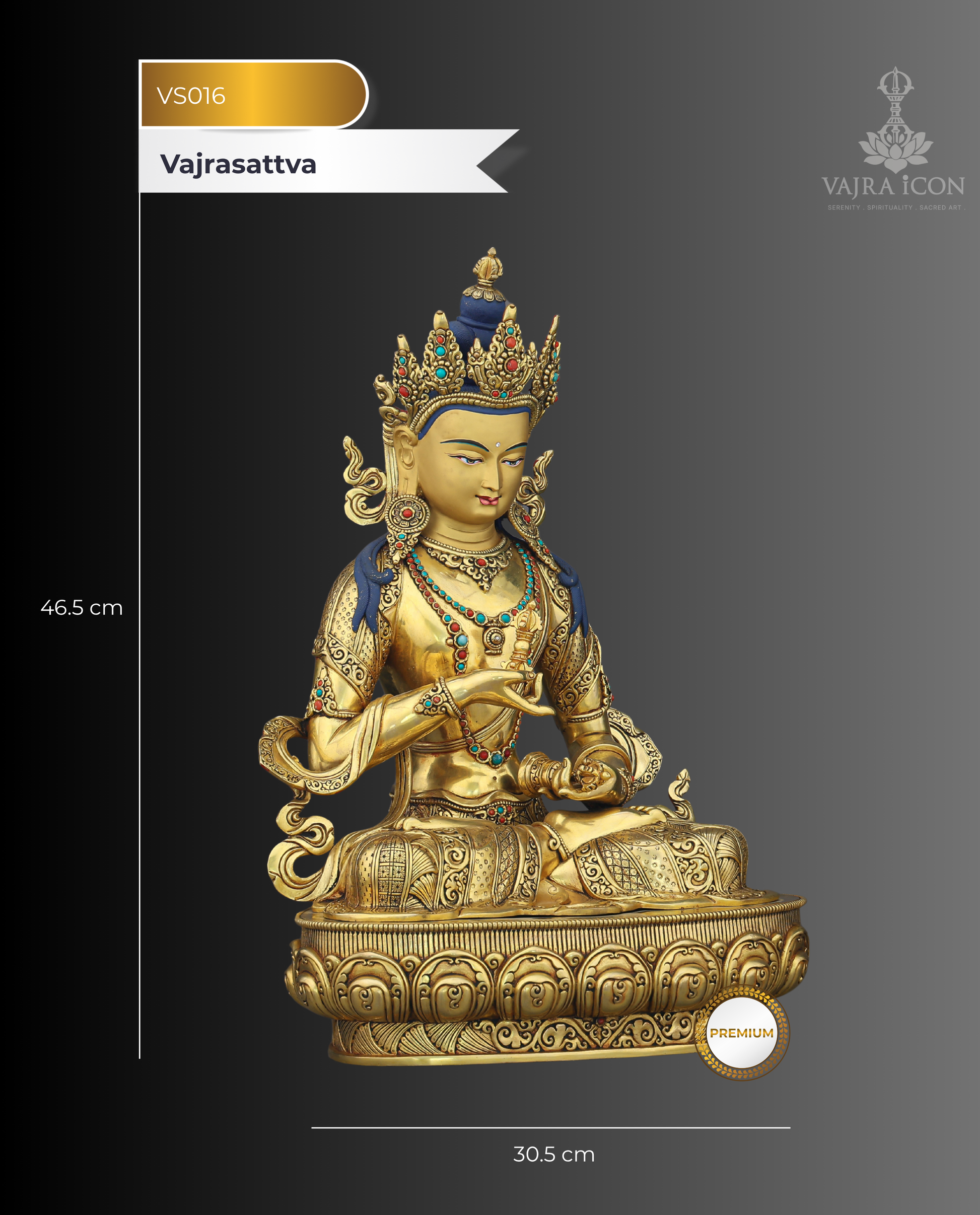 Vajrasattva Statue | The Golden Purifier of Karma, Handcrafted in Nepal - Authentic Handcrafted Statue