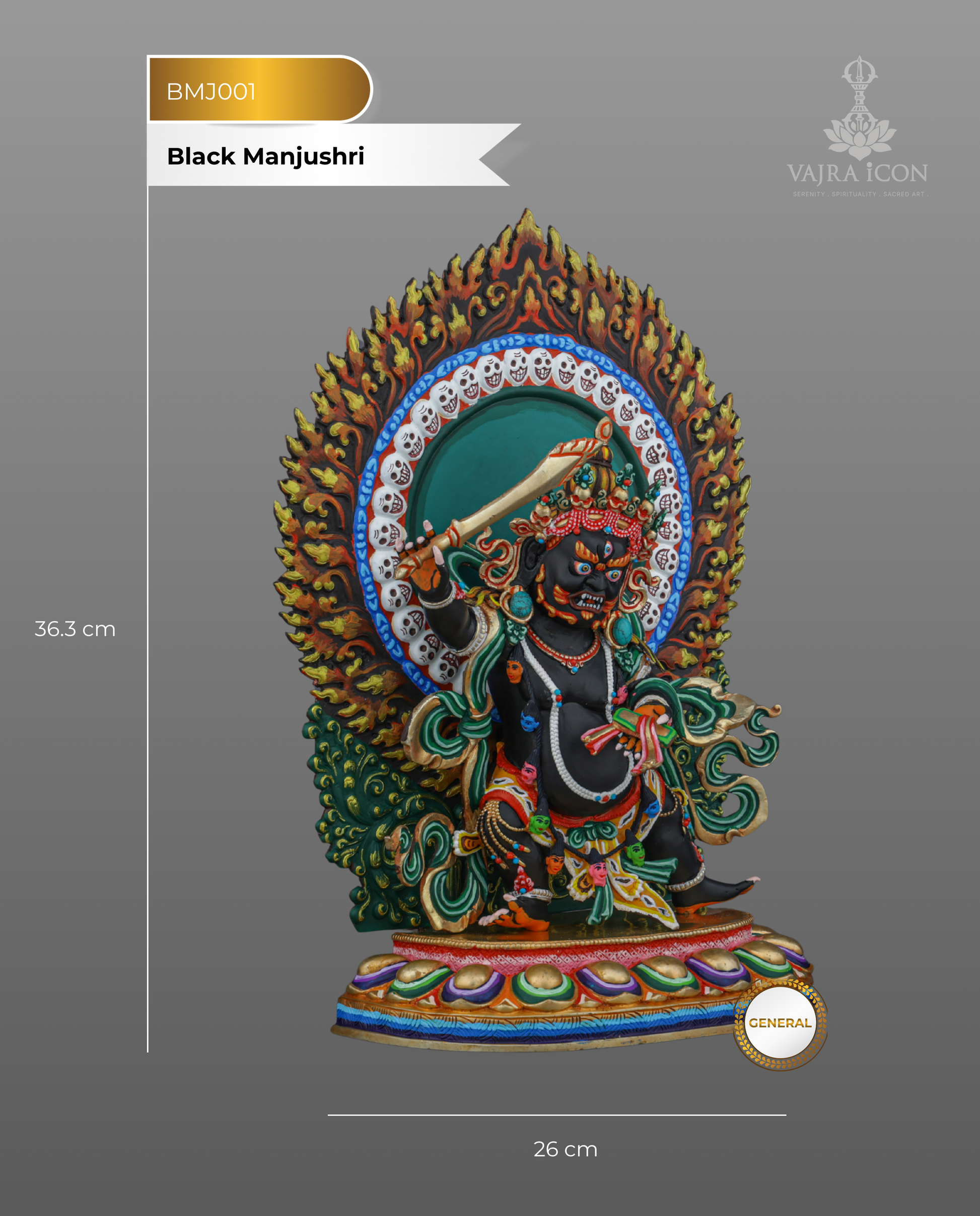 Black Manjushri | Fierce Protector of Wisdom in Masterful Nepalese Artistry - Authentic Handcrafted Statue