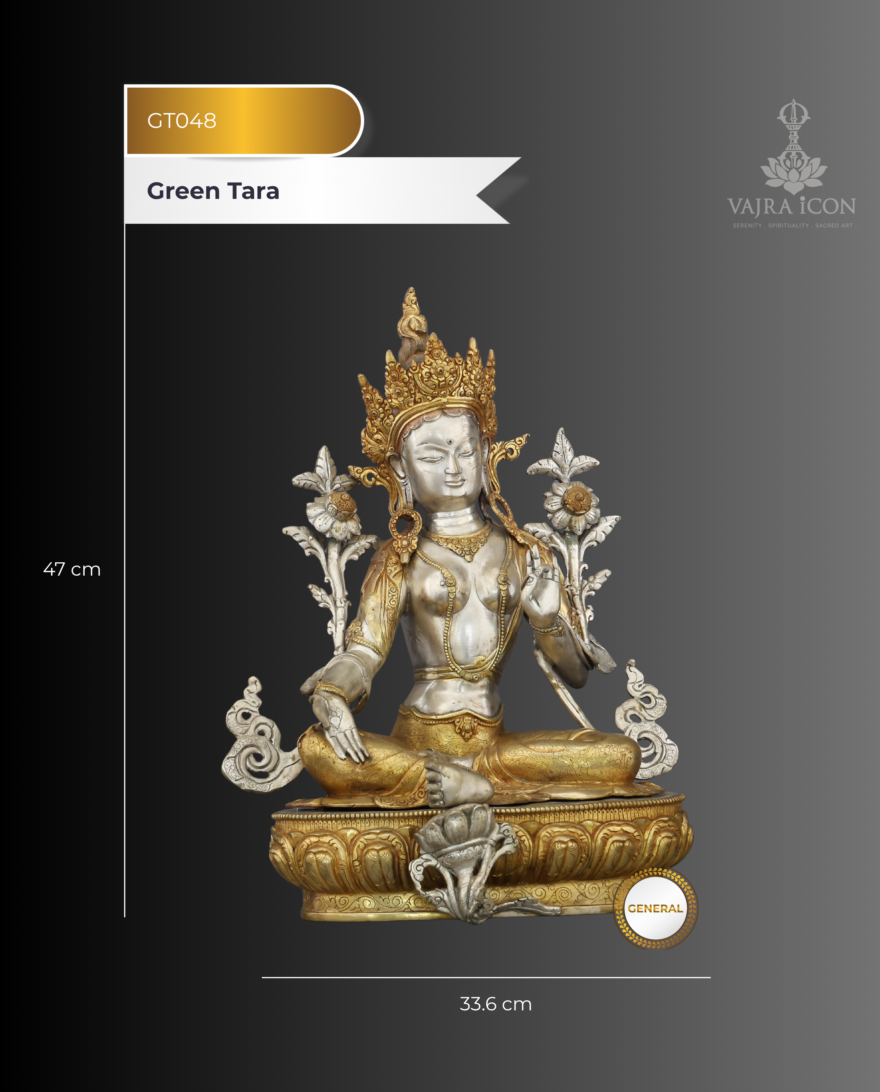 She Who Saves in an Instant | The Radiant Green Tara Statue in Silver & Gold