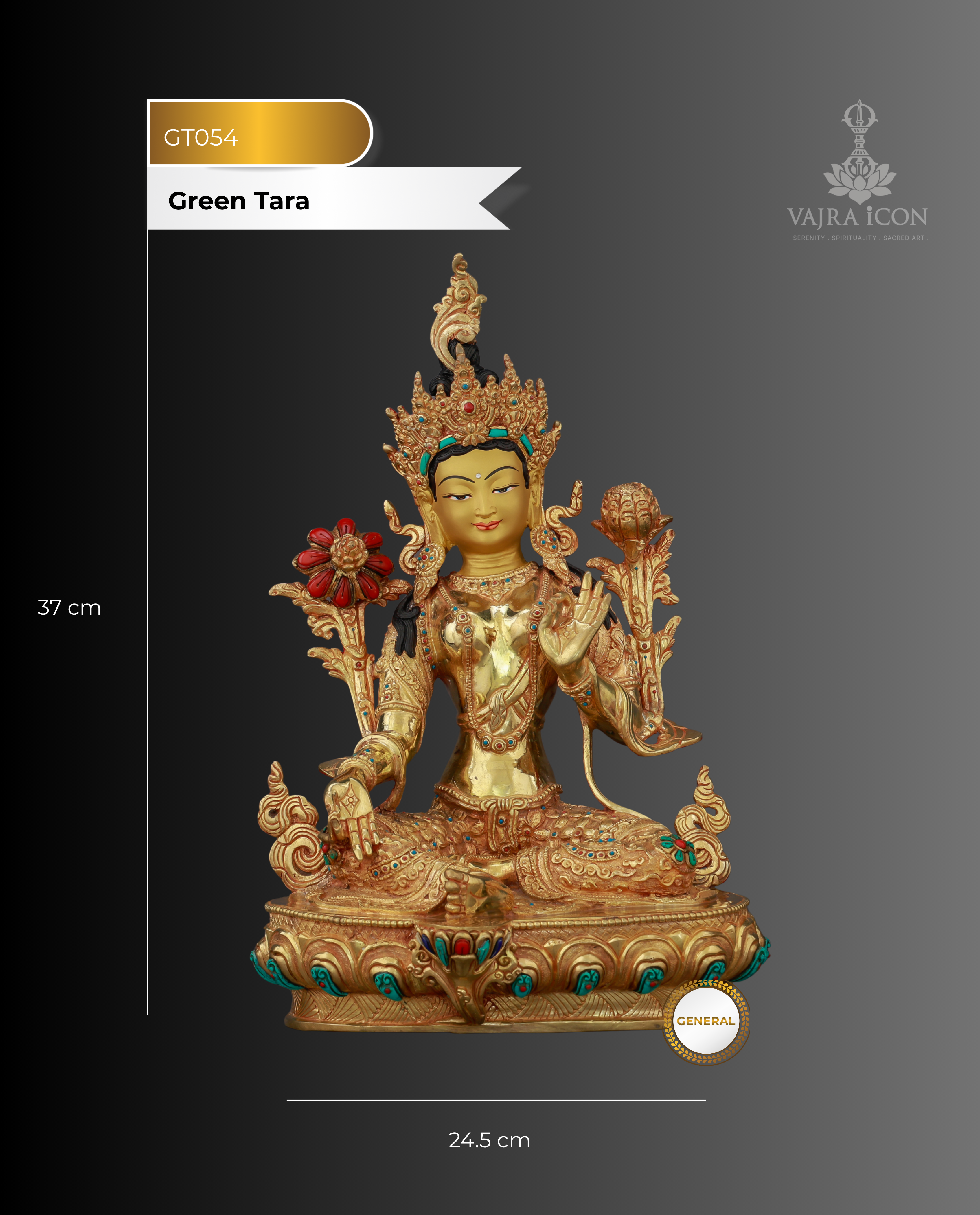 She Acts Before You Call | 24K Gold Gilded Green Tara from Nepal
