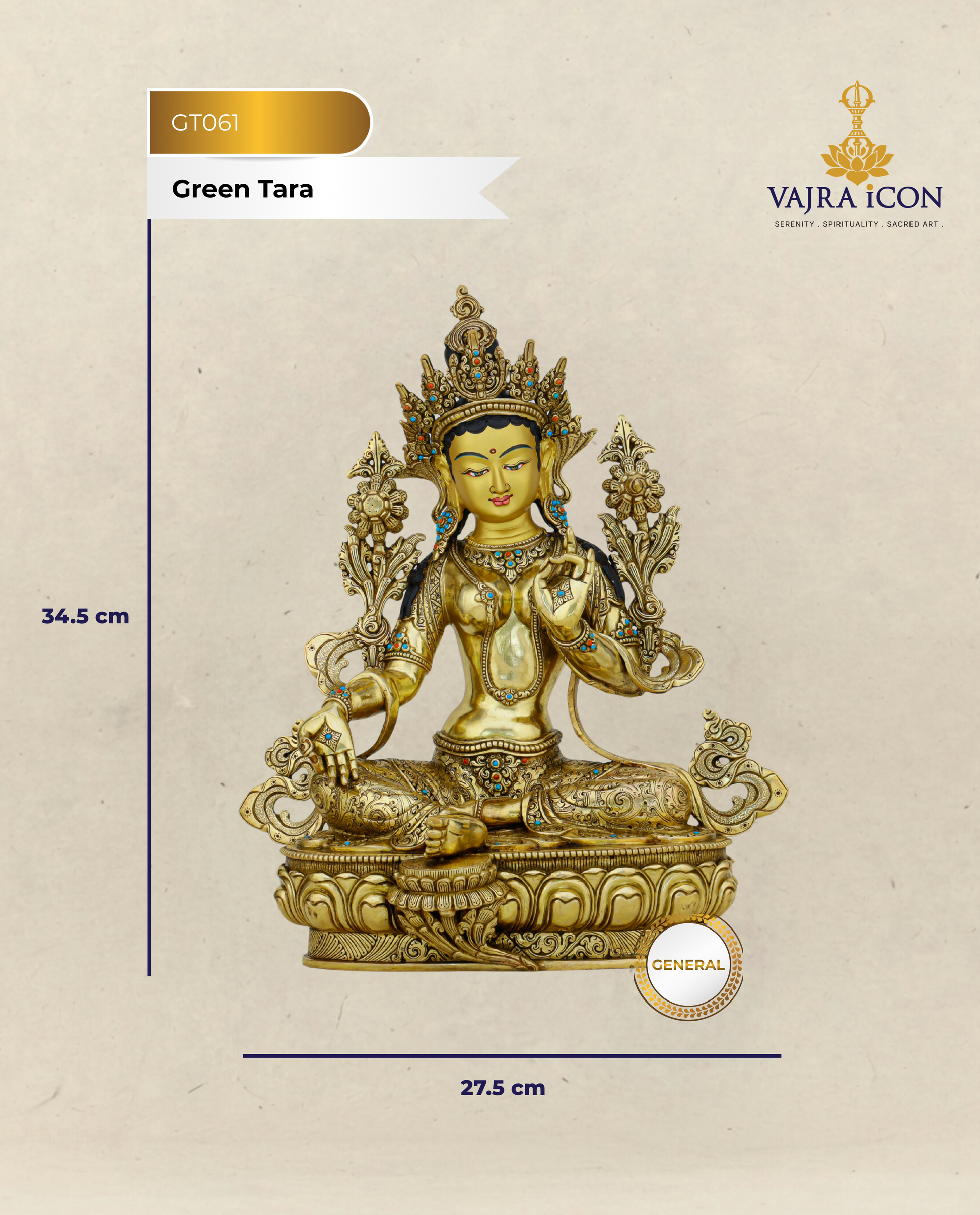 Swift as Grace, Bright as Gold | Nepalese 24K Green Tara Statue That Answers Every Call - Authentic Handcrafted Statue