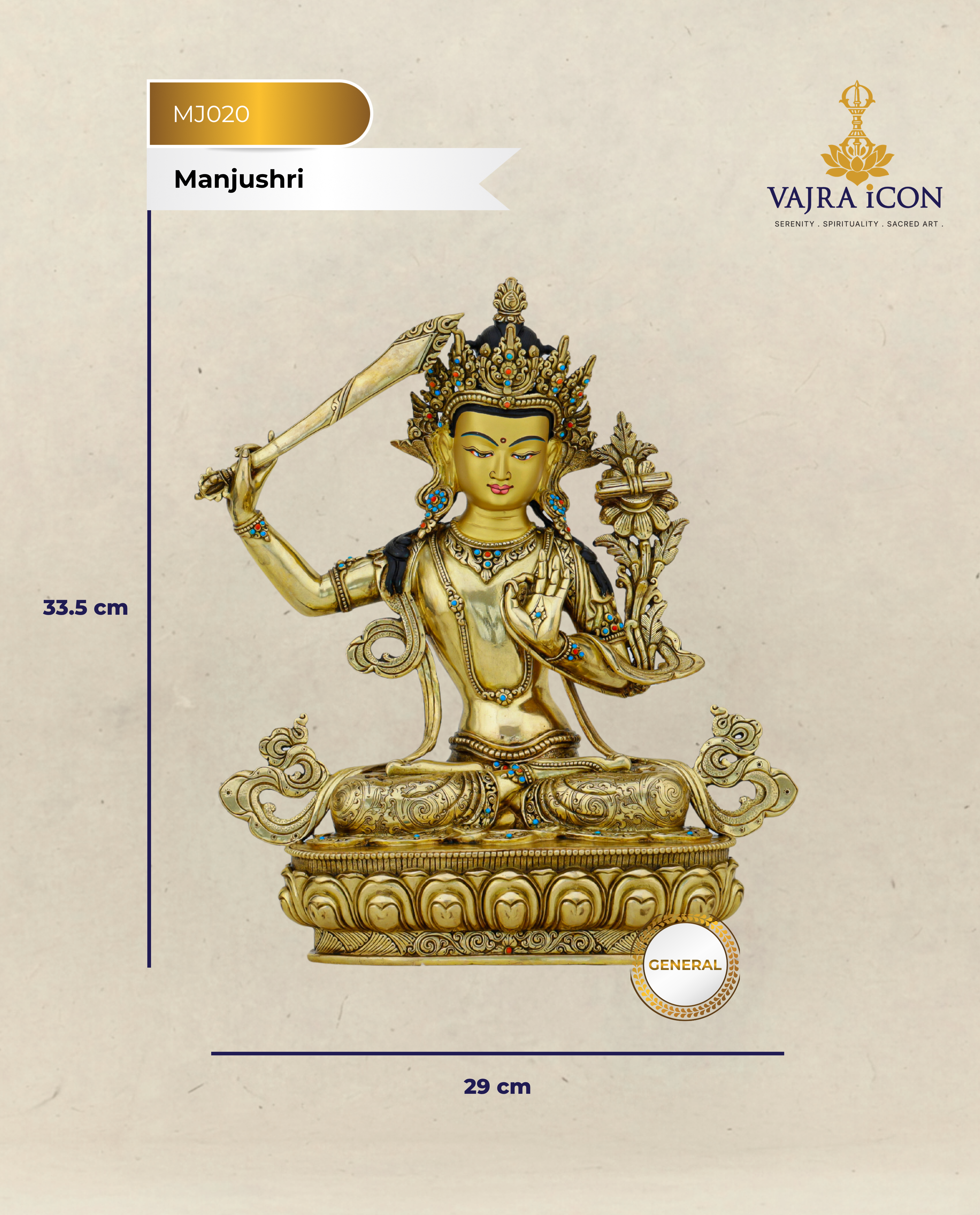 The Sword That Cuts Through Darkness | Nepalese 24K Gold Manjushri Statue That Awakens Wisdom