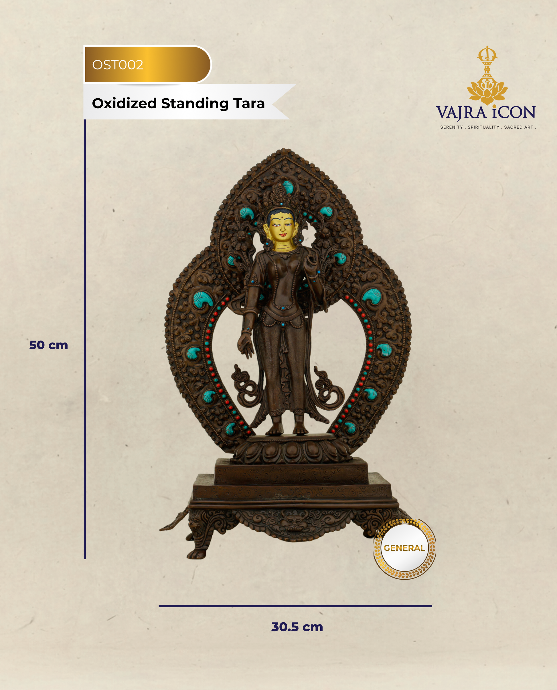 She Stands and the World Softens | Nepalese Oxidized Standing Tara - Authentic Handcrafted Statue