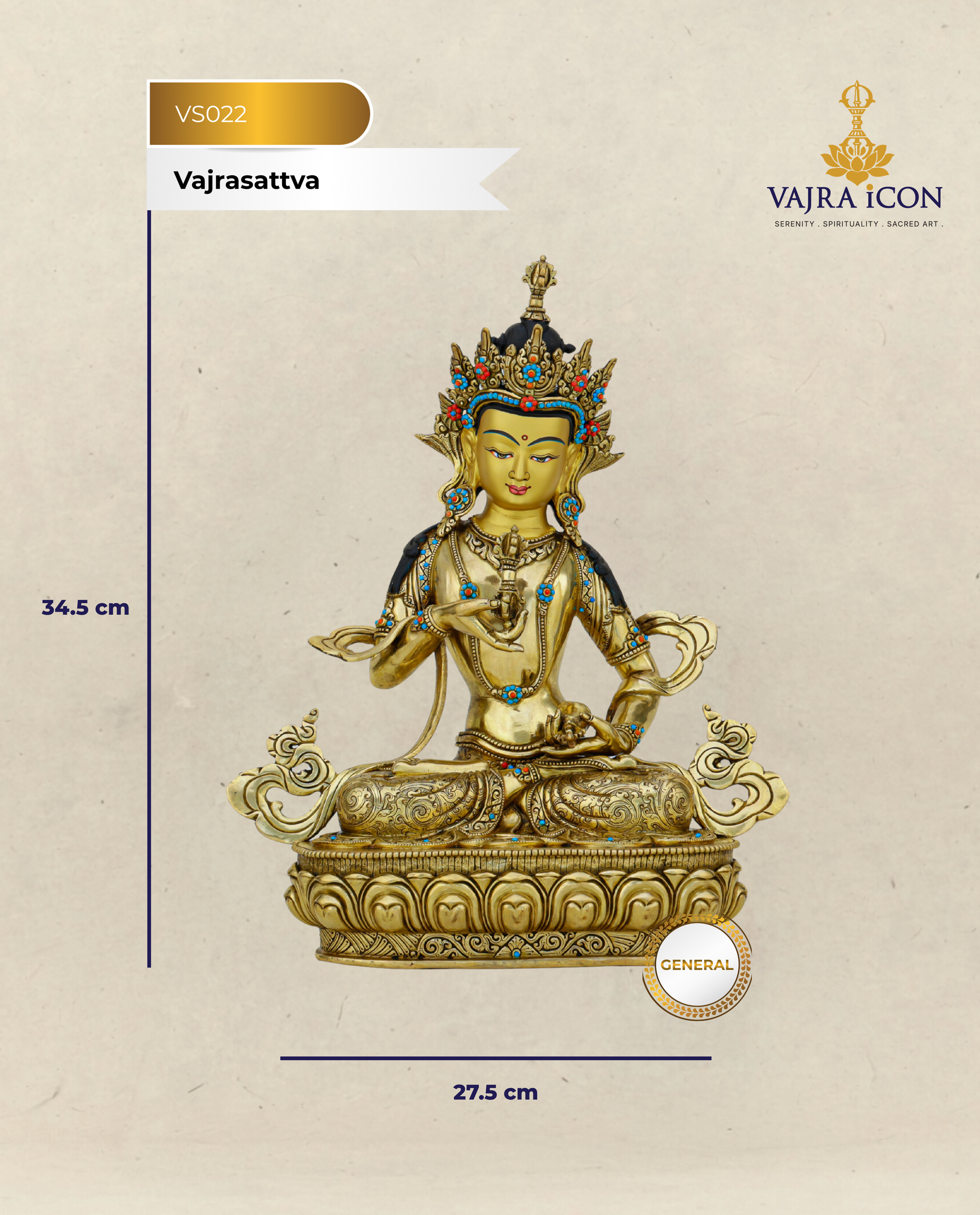 Pure as Gold, Powerful as Lightning | Nepalese 24K Vajrasattva Statue That Purifies All - Authentic Handcrafted Statue