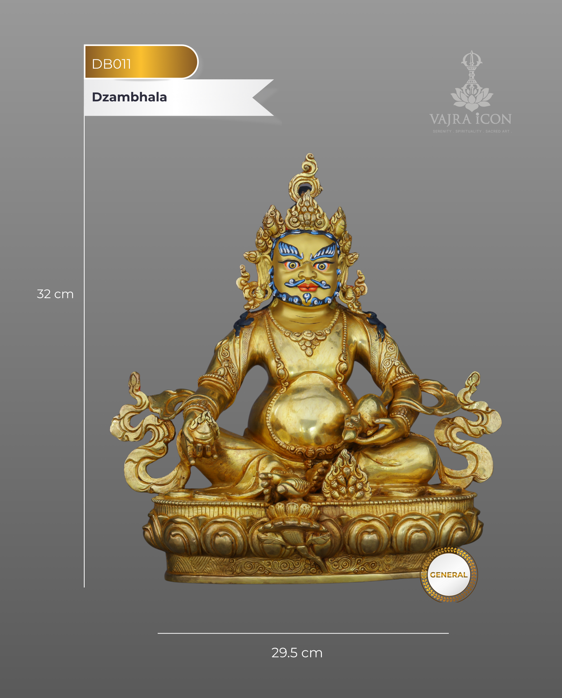 Masterful 24K Gilded Dzambhala Statue | Divine Wealth Deity