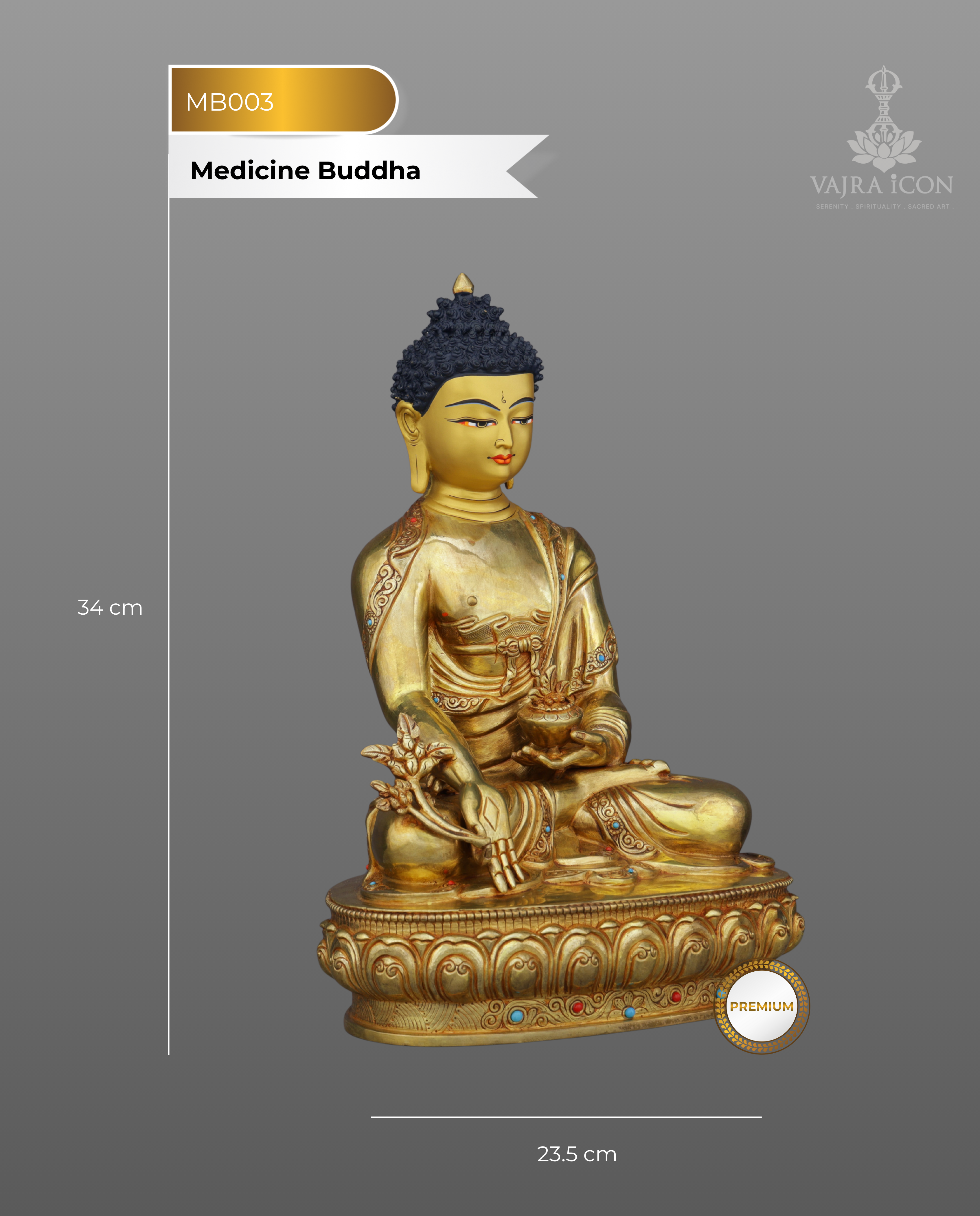 24K Gold Medicine Buddha Statue | Nepalese Healing Masterpiece