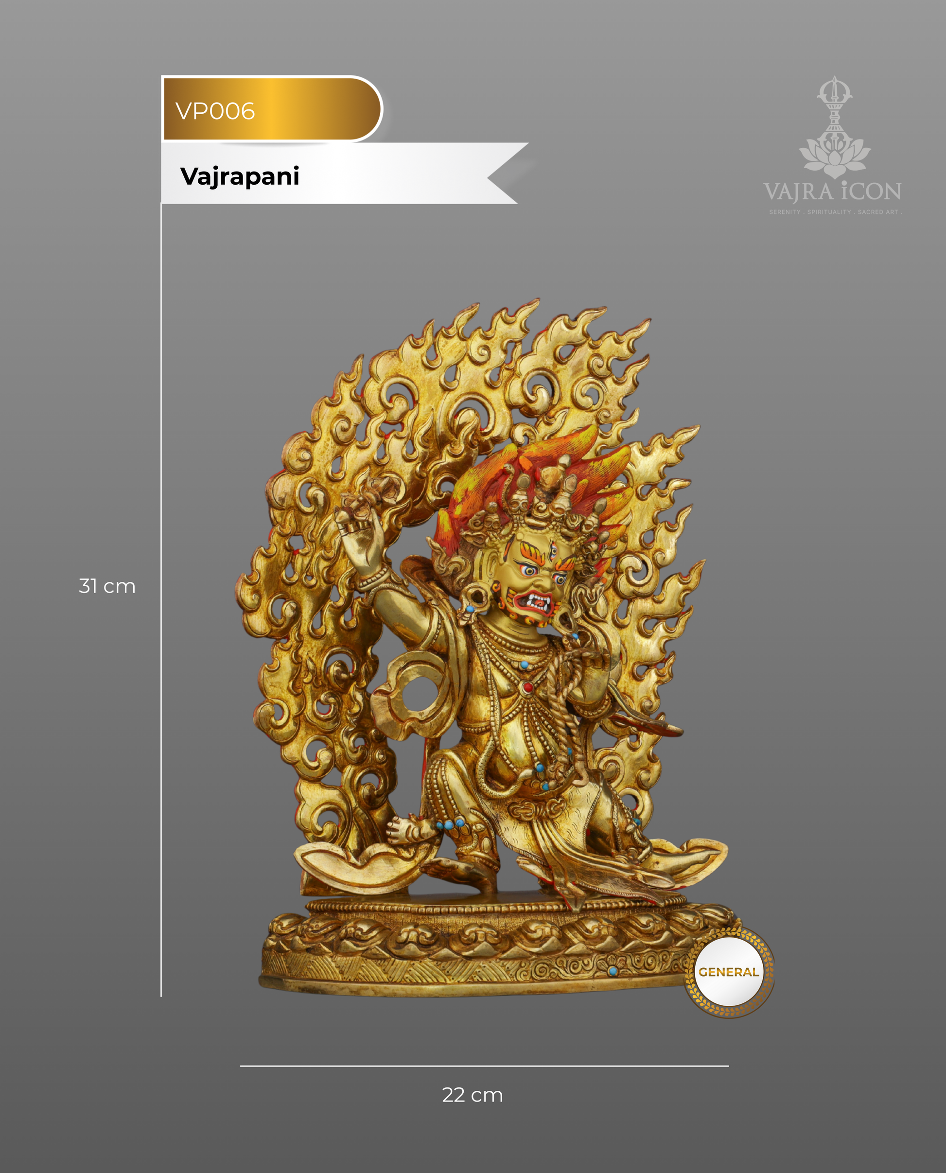 Vajrapani Statue | Divine Protector Embodied in Golden Splendor and Nepalese Artistry - Authentic Handcrafted Statue