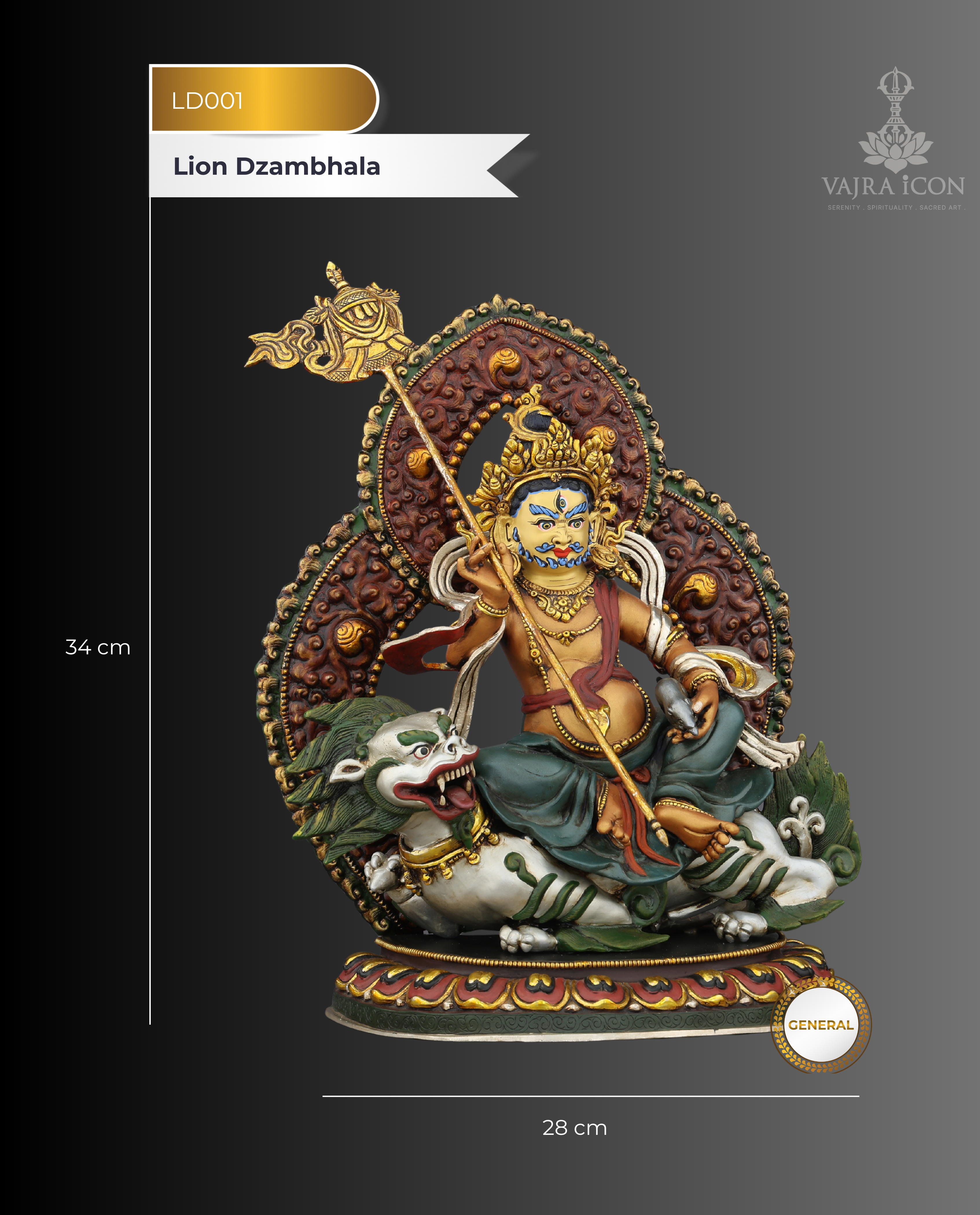 Lion Dzambhala Statue | The Roaring God of Wealth Who Conquers Poverty, Handcrafted in Nepal